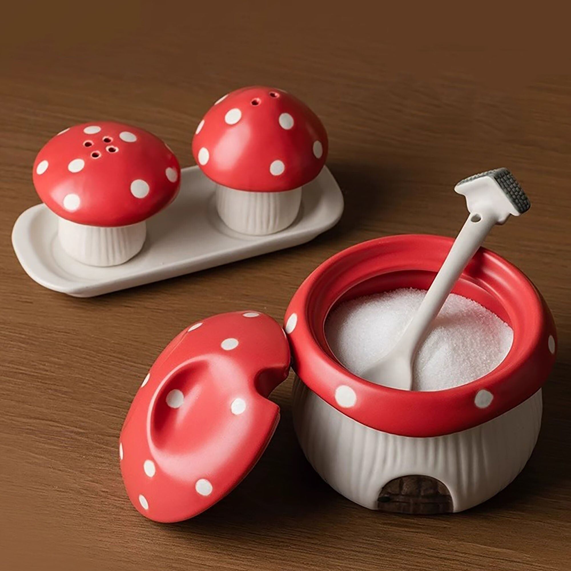 Keramik-Gewürzglas mit Feenpilz