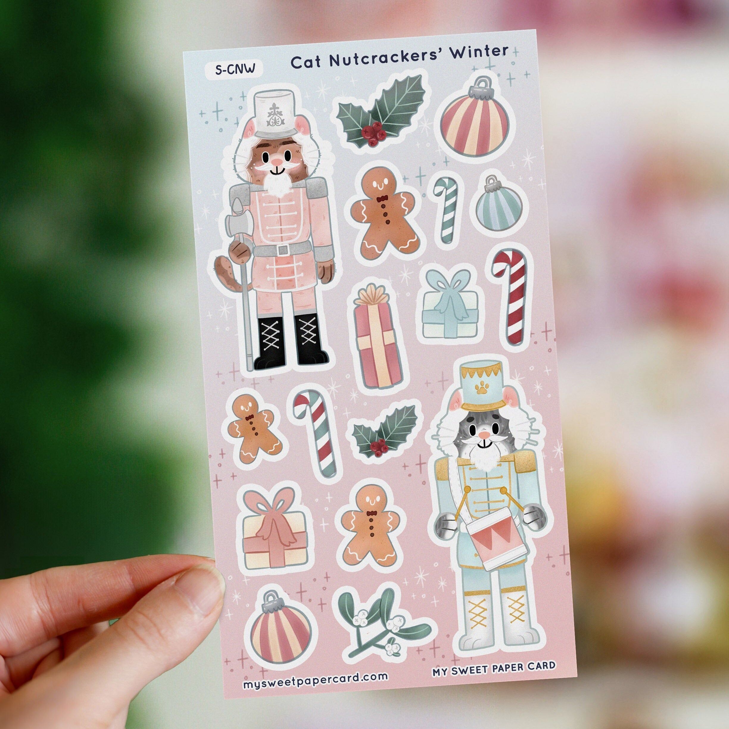 Gatto Schiaccianoci - Foglio di adesivi natalizi