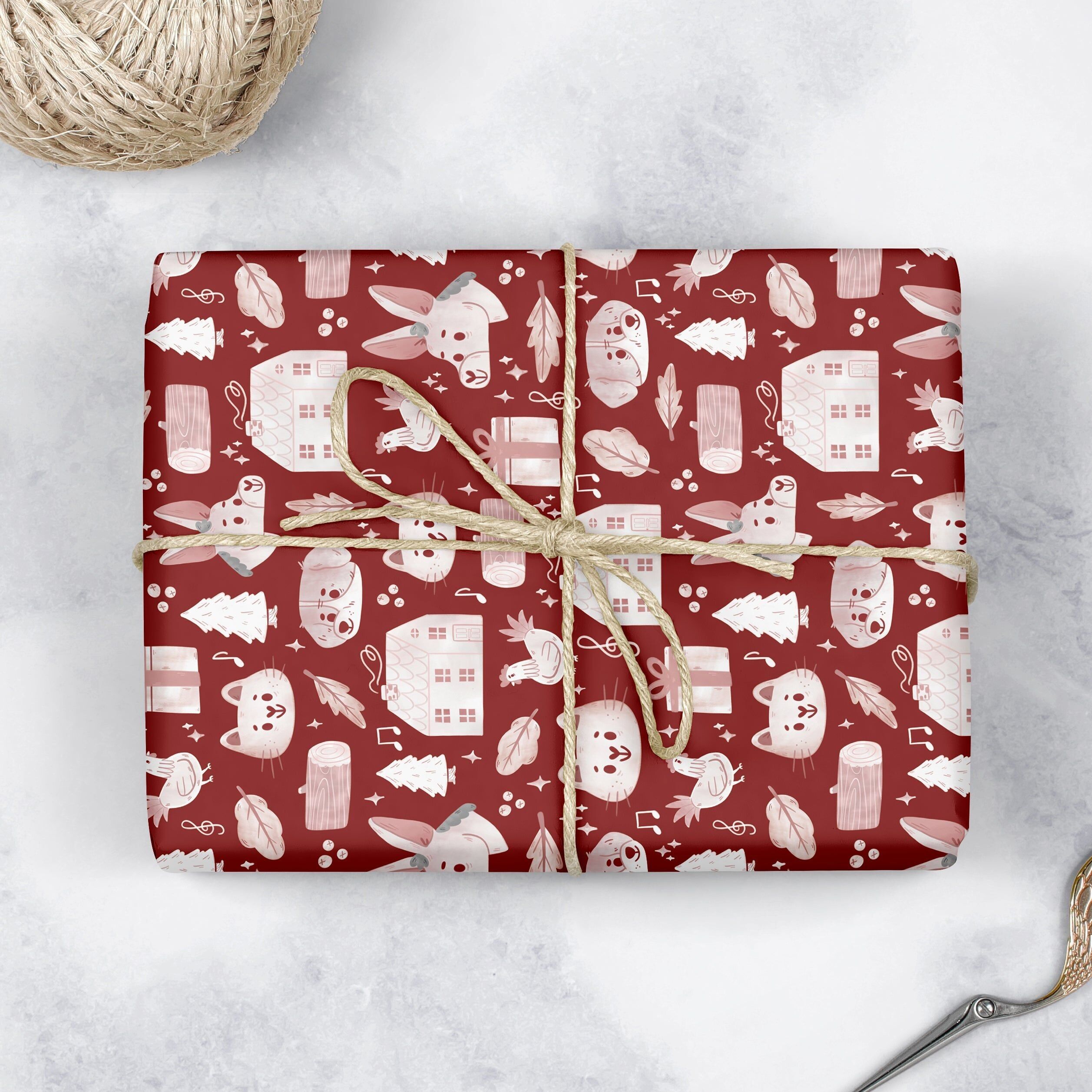 Les musiciens de Breme - Grande feuille de papier cadeau