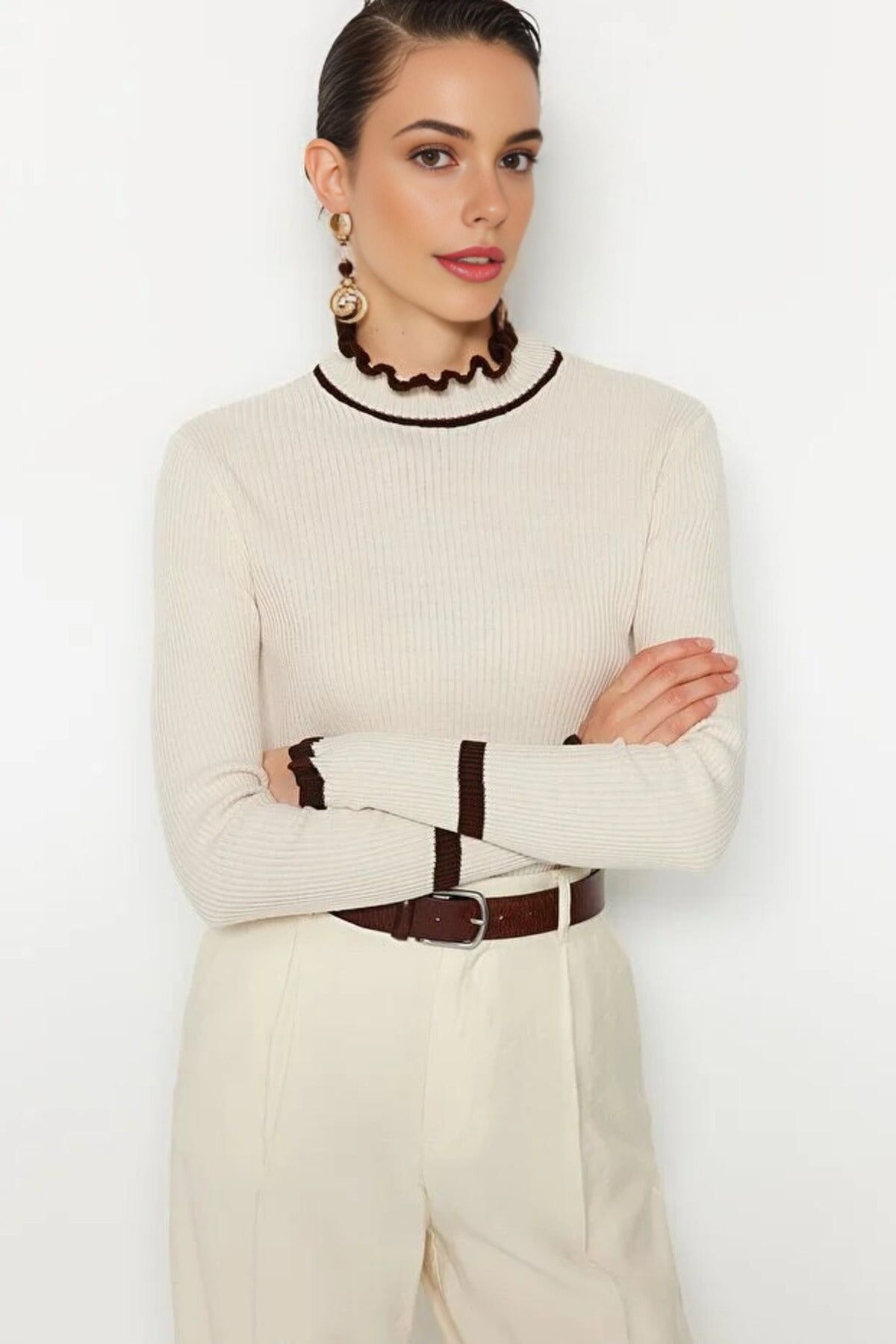 Strickpullover mit Farbblockmuster