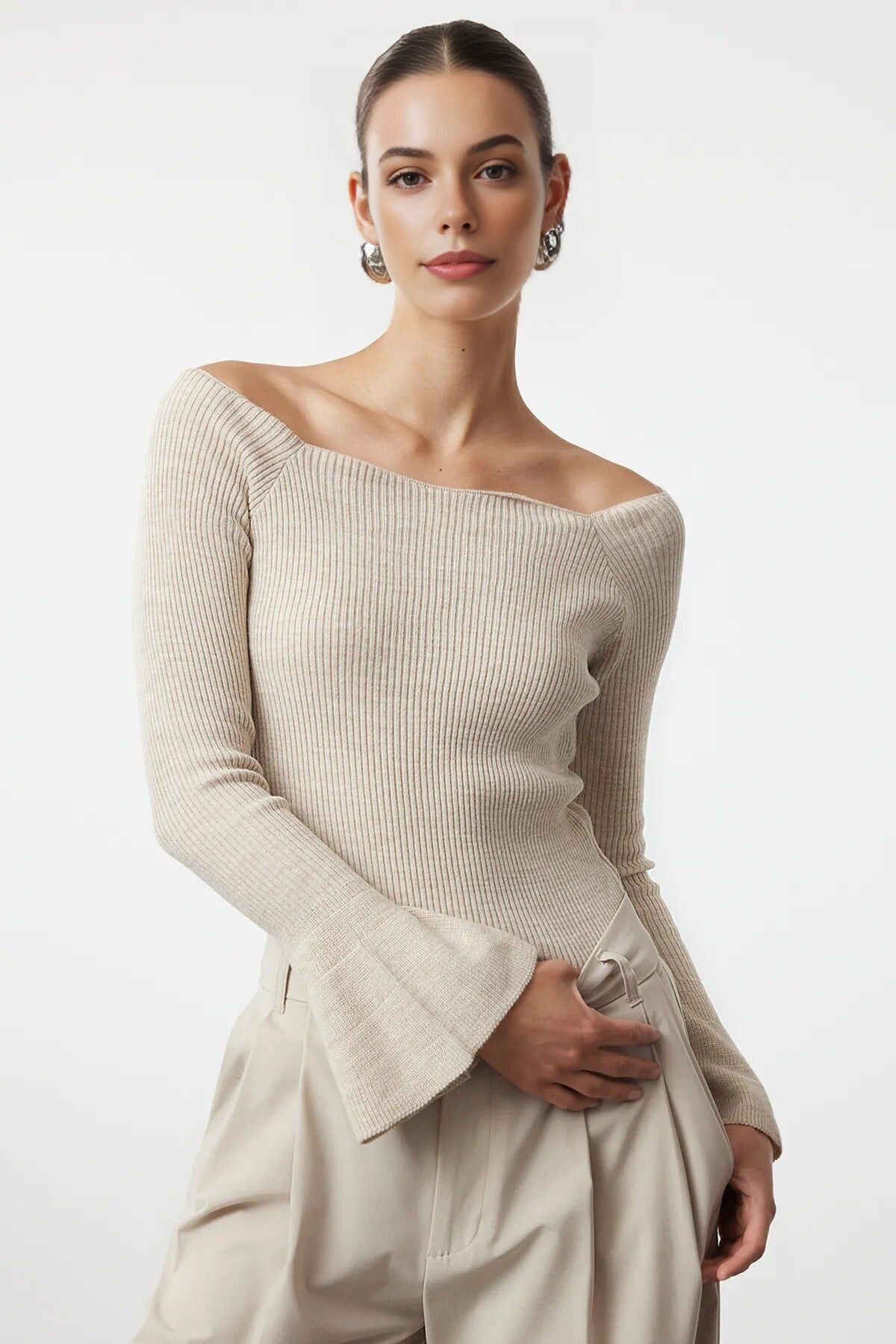 Carmen Strickpullover mit Kragen