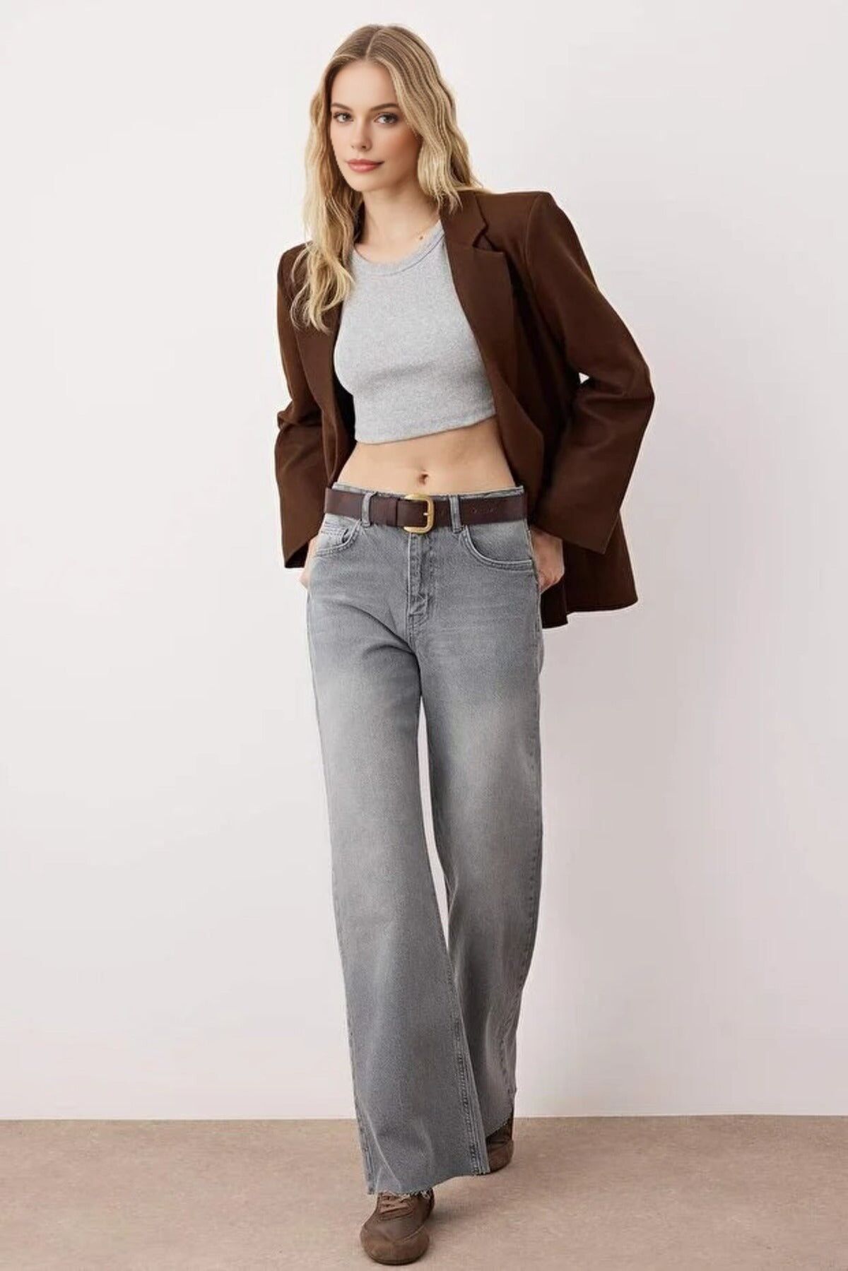 High Waist Comfort Cut Wide Leg Palazzo Jeans