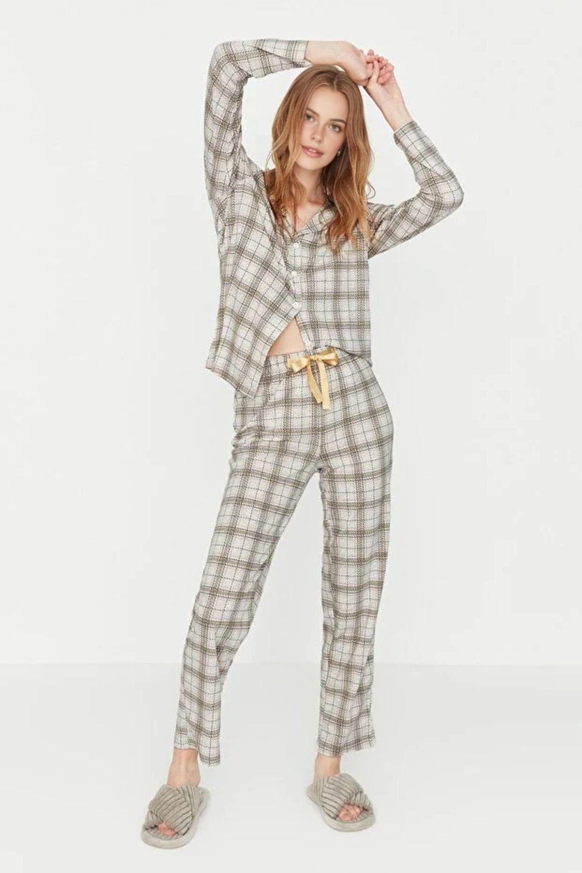 2-teiliger Pyjama aus 100 % Baumwolle mit Argyle-Strickmuster