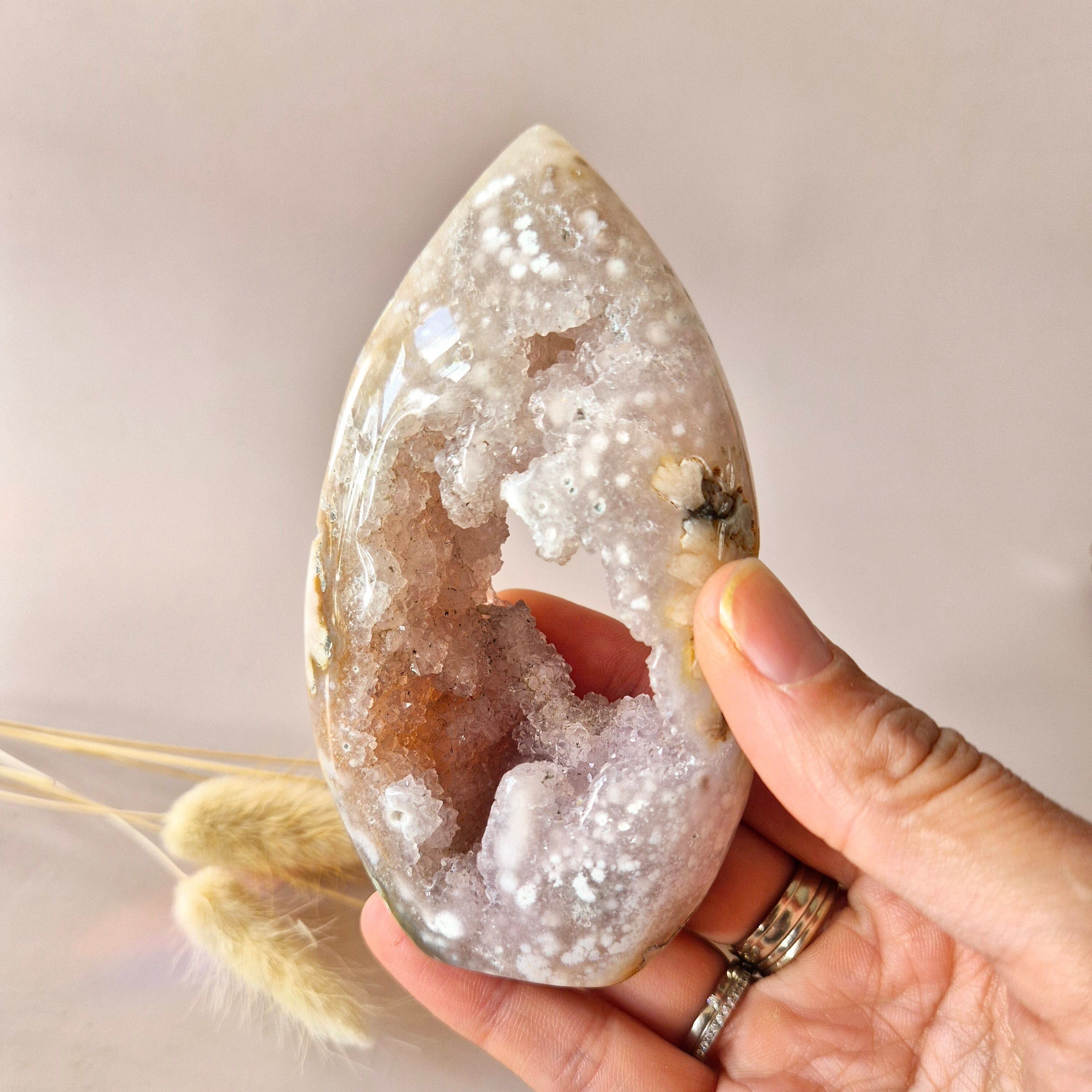 Edelstein Druzy Rosa Amethyst Flamme 183g (Rosa Amethyst)