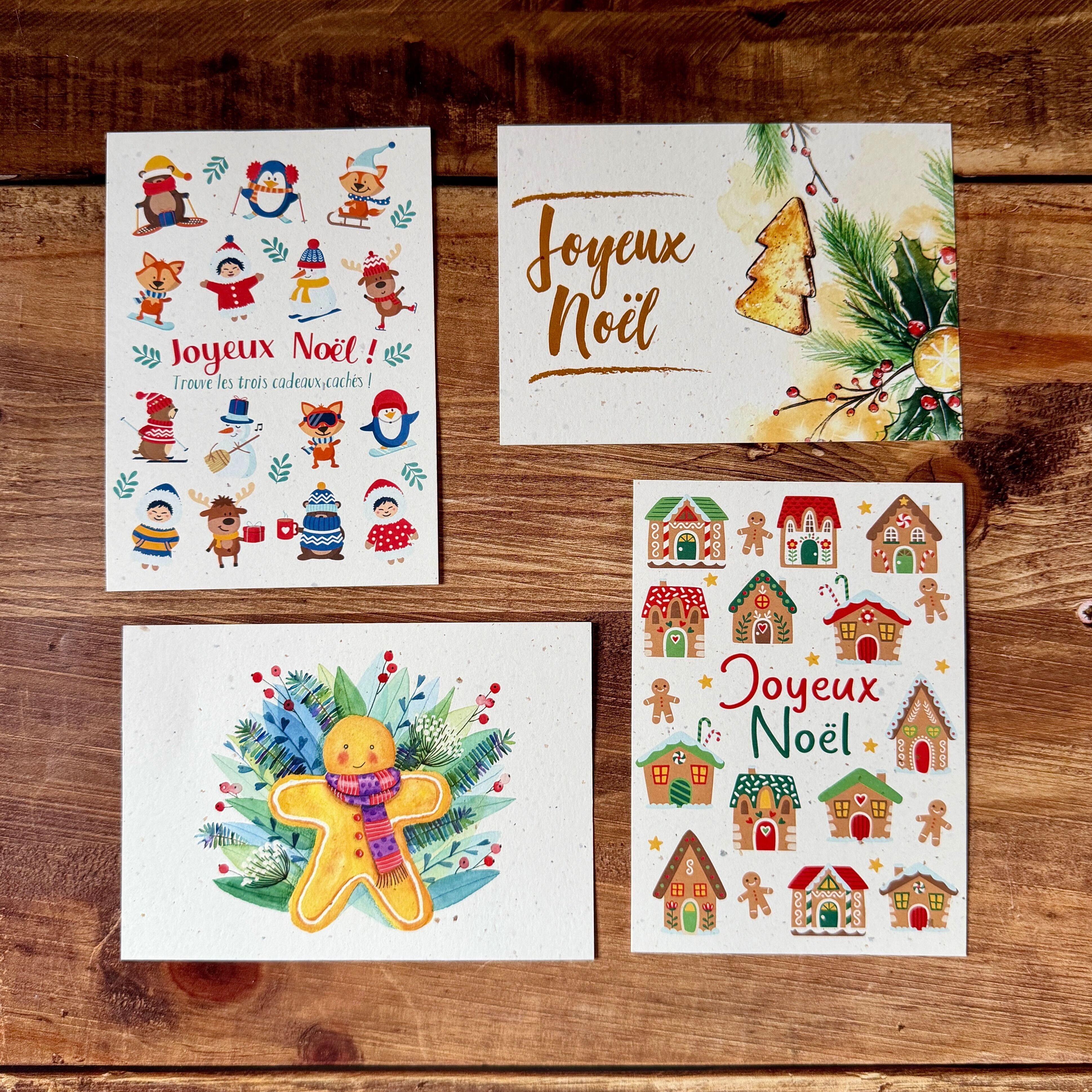 Carte de Noël en papier tulipe | Illustrations au choix