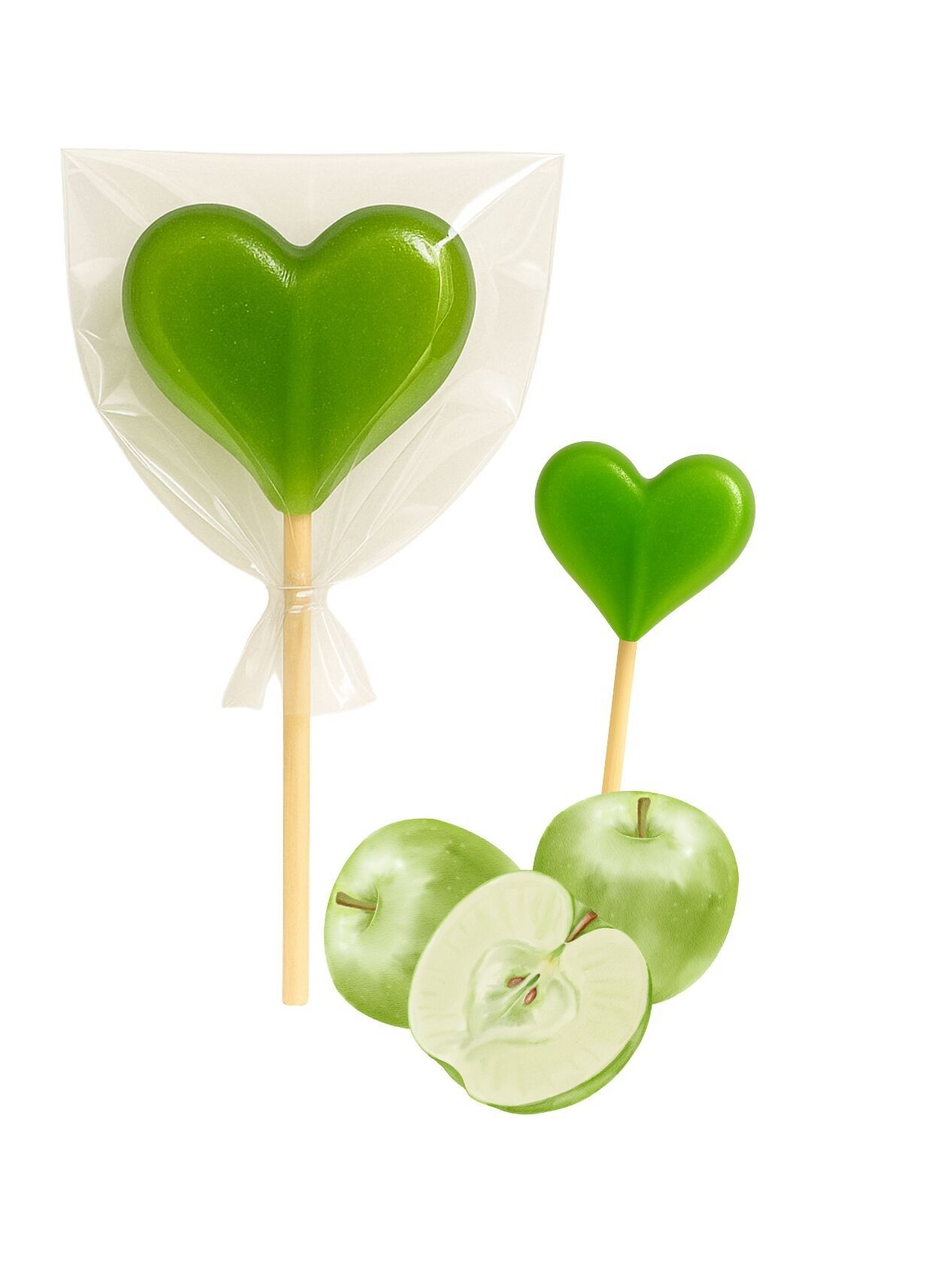 Lecca lecca fatti a mano senza zucchero - Mela verde x30