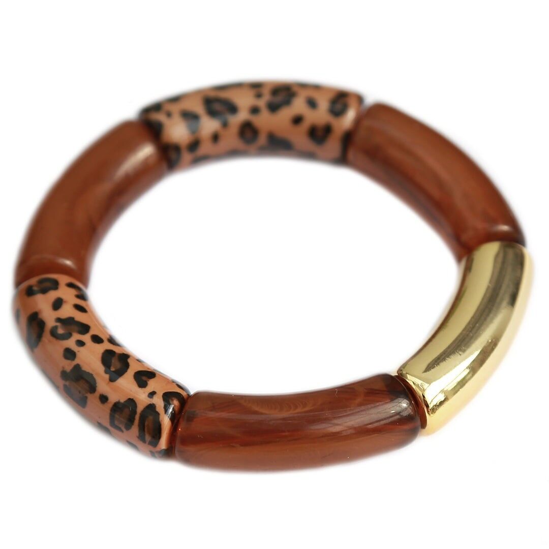 Bracciale penne leopardo marrone