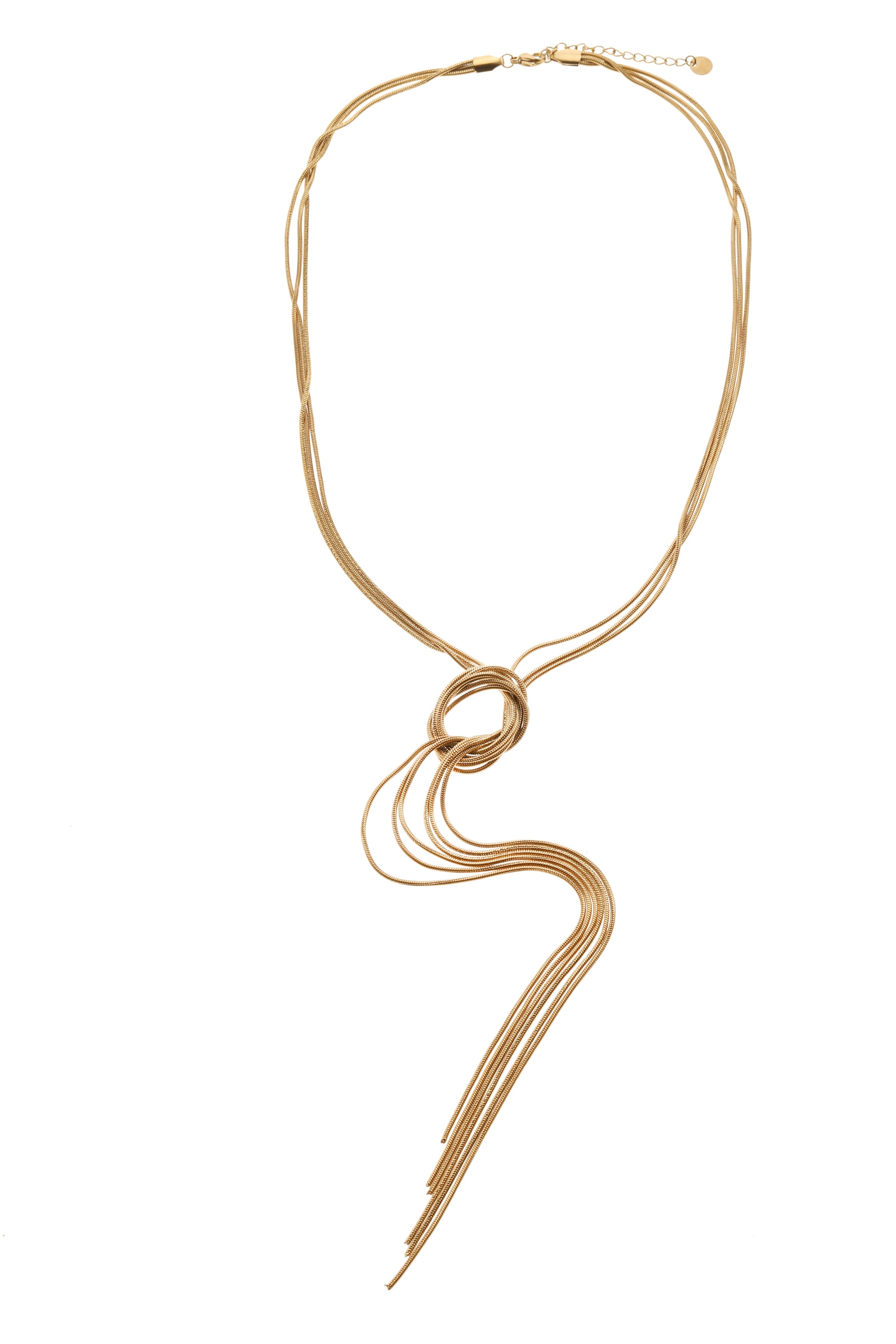Collana sautoir con catena a serpente a forma di Y in oro