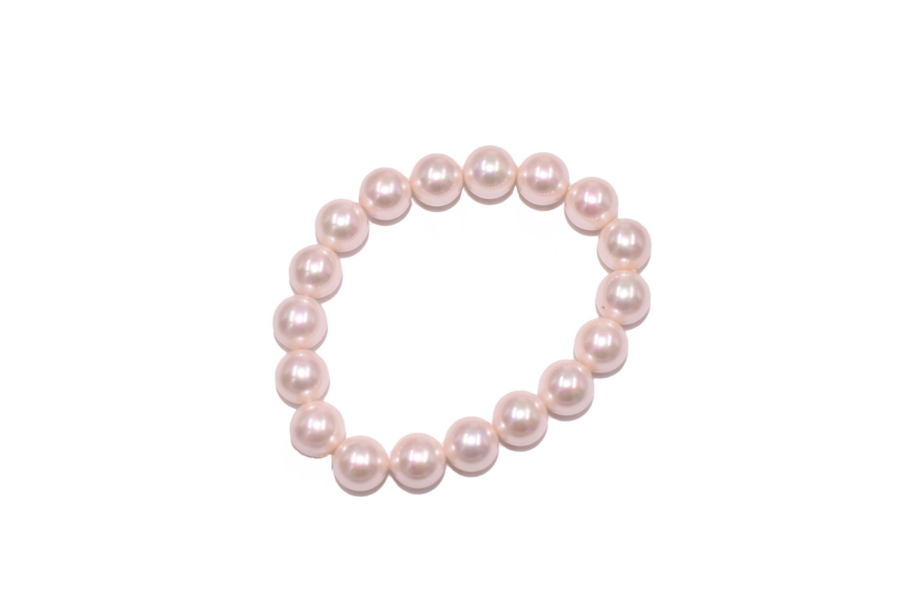 Bracciale di perle di conchiglia - bianco/crema - 20 cm - elastico