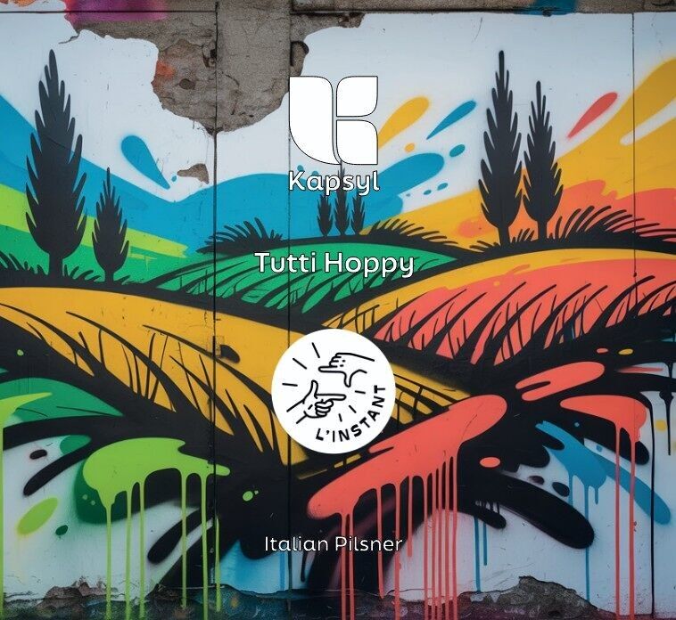 Tutti Hoppy - 44cl - Pilsner italiana Loral & Sultana - Collab Kapsyl - 5.3% de alcohol.