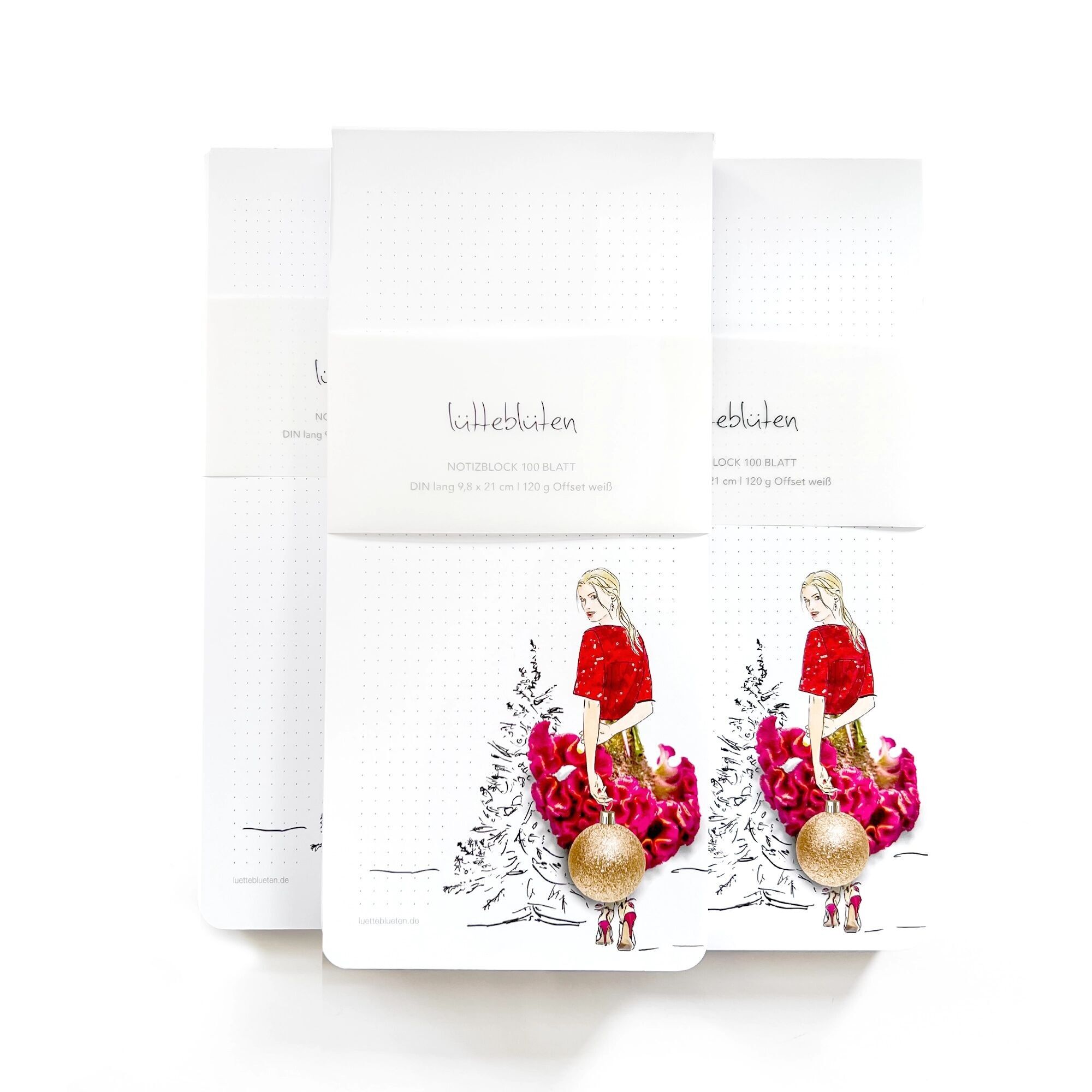 Notizblock Weihnachten – Schreibblock mit festlichem Design & winterlichen Motiven | Lütteblüten