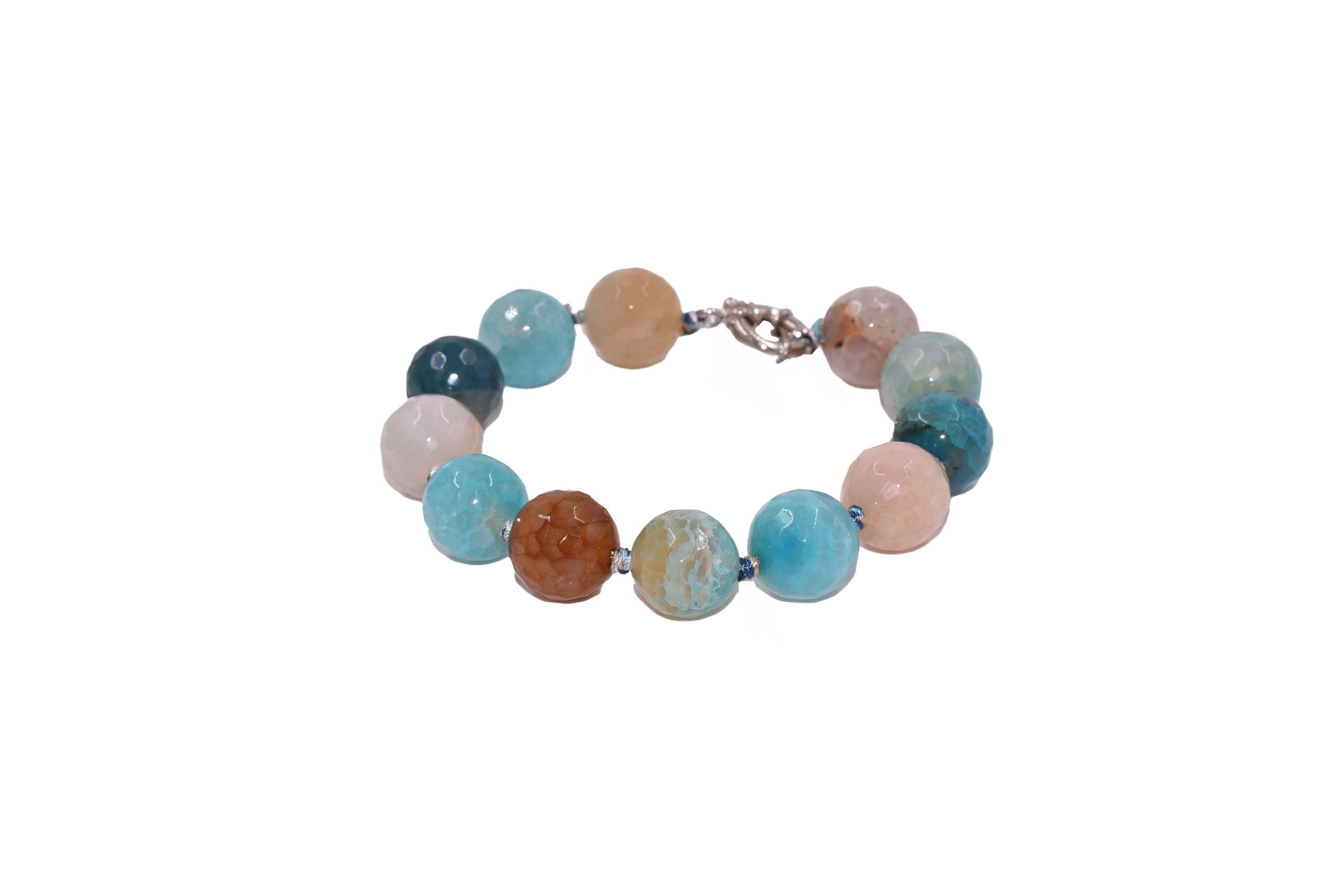 Bracciale in agata blu - sfumature di blu - lunghezza 20 cm