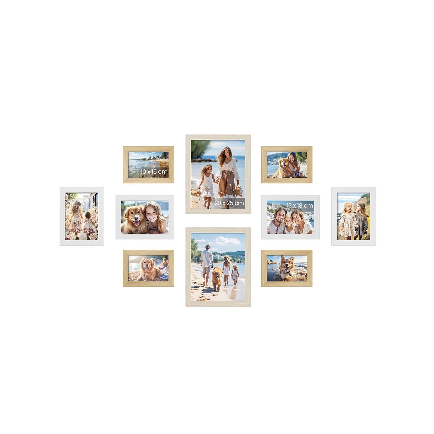 10-teiliges Fotoset, naturweiß, wolkenweiß, naturbeige