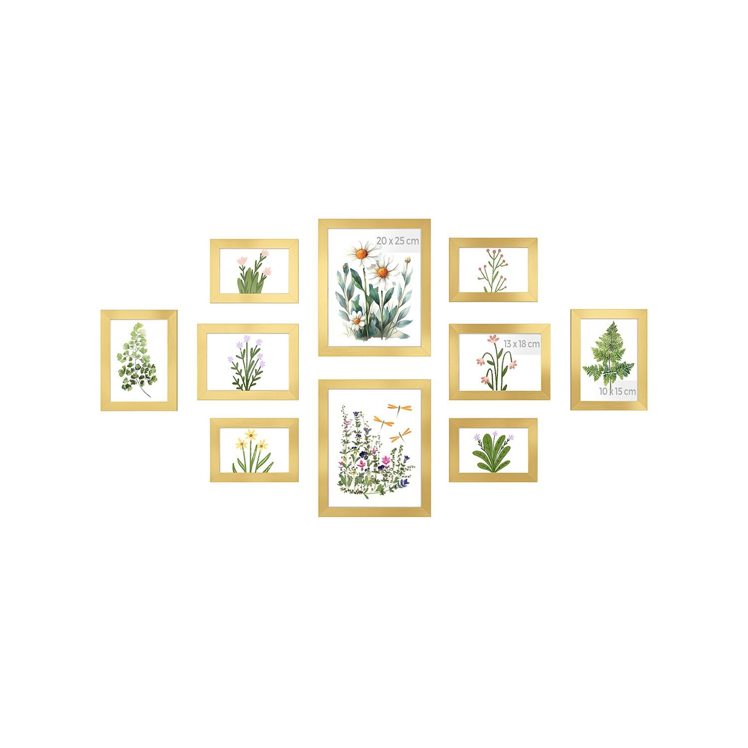 Fotolijsten-Set von 10 mit Kunststof-Scheiben von MDF