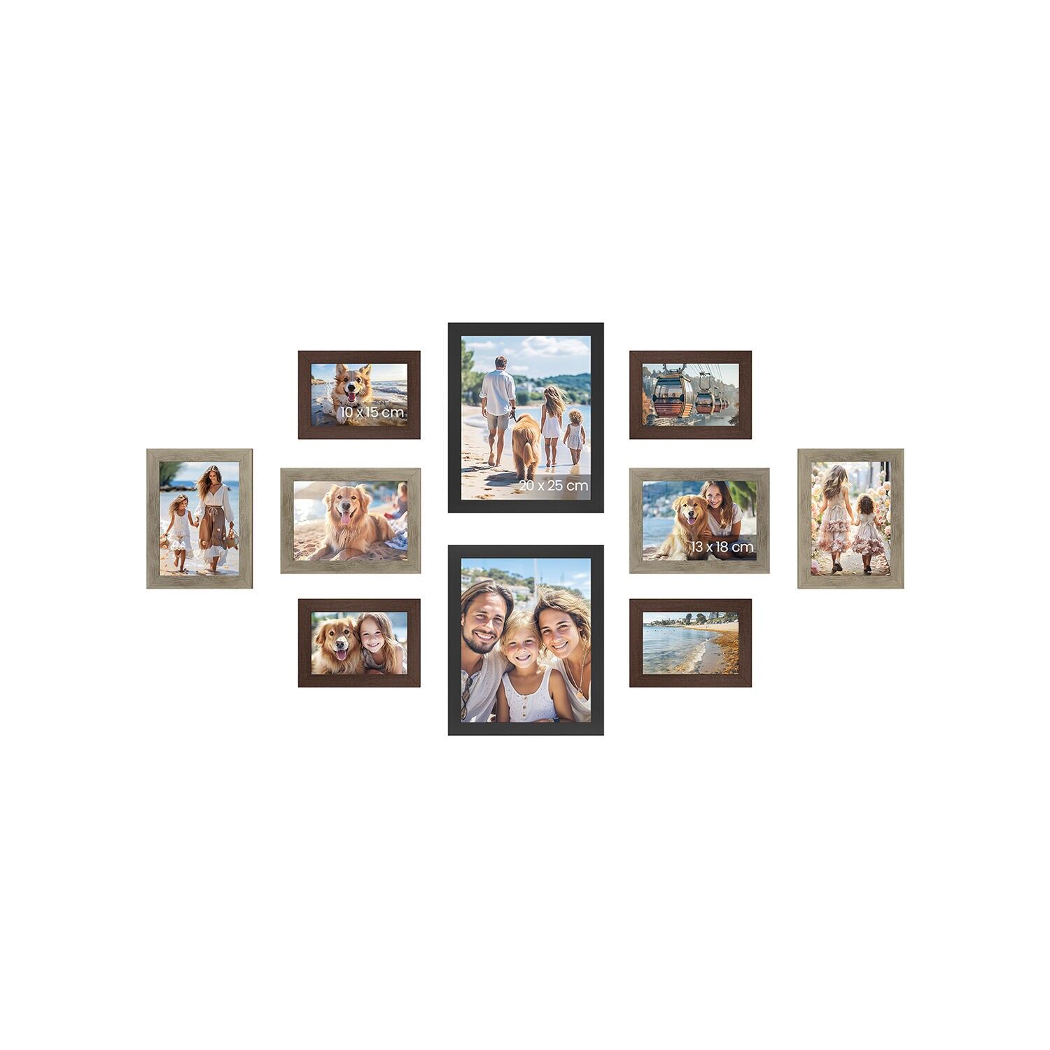 Fotolijstenset von 10 rotbraunen Greige-Gevlekt-Essentials