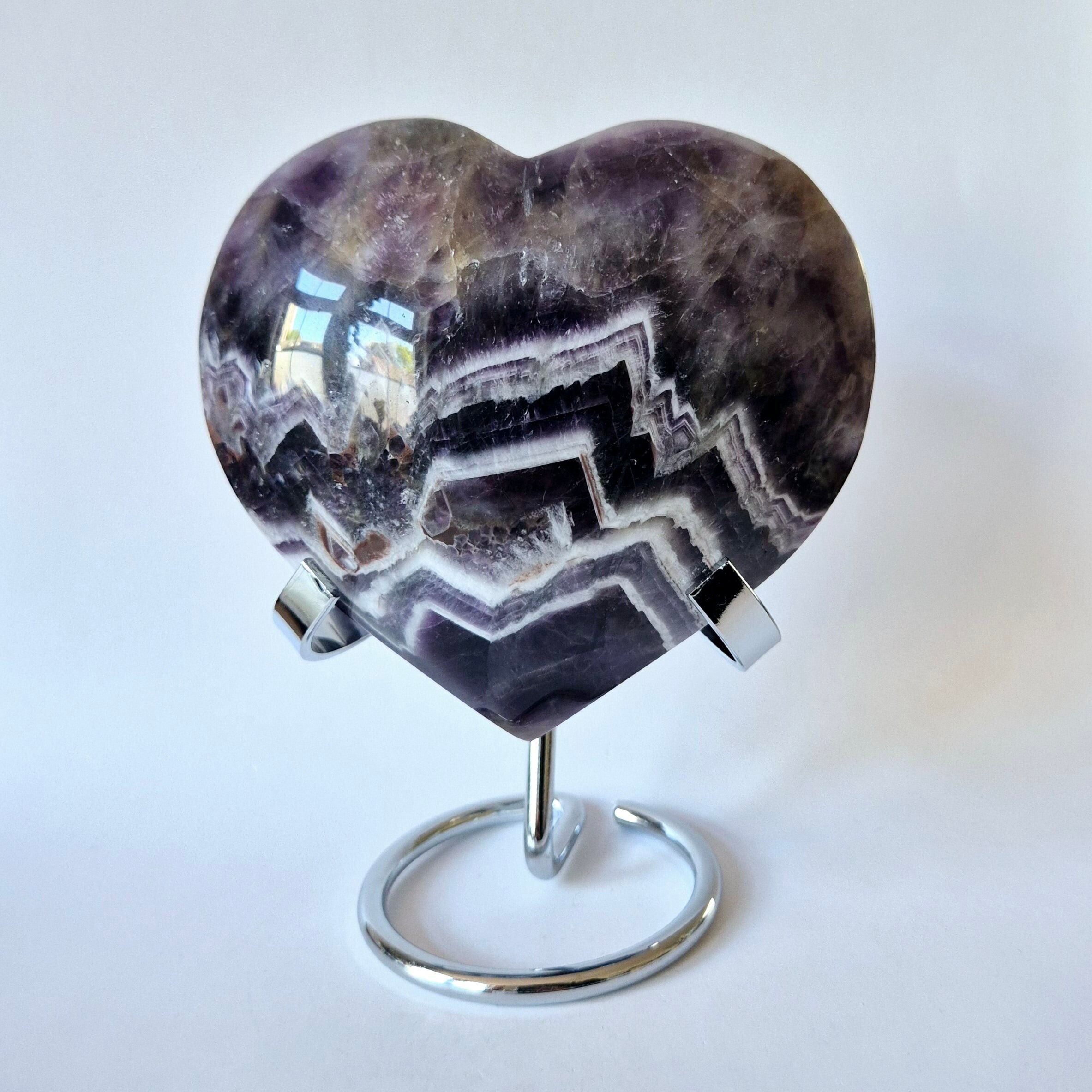 XXL Edelstein Chevron Amethyst Herz – 610 g – Kraft, Reinigung & Intuition (Traum-Amethyst)