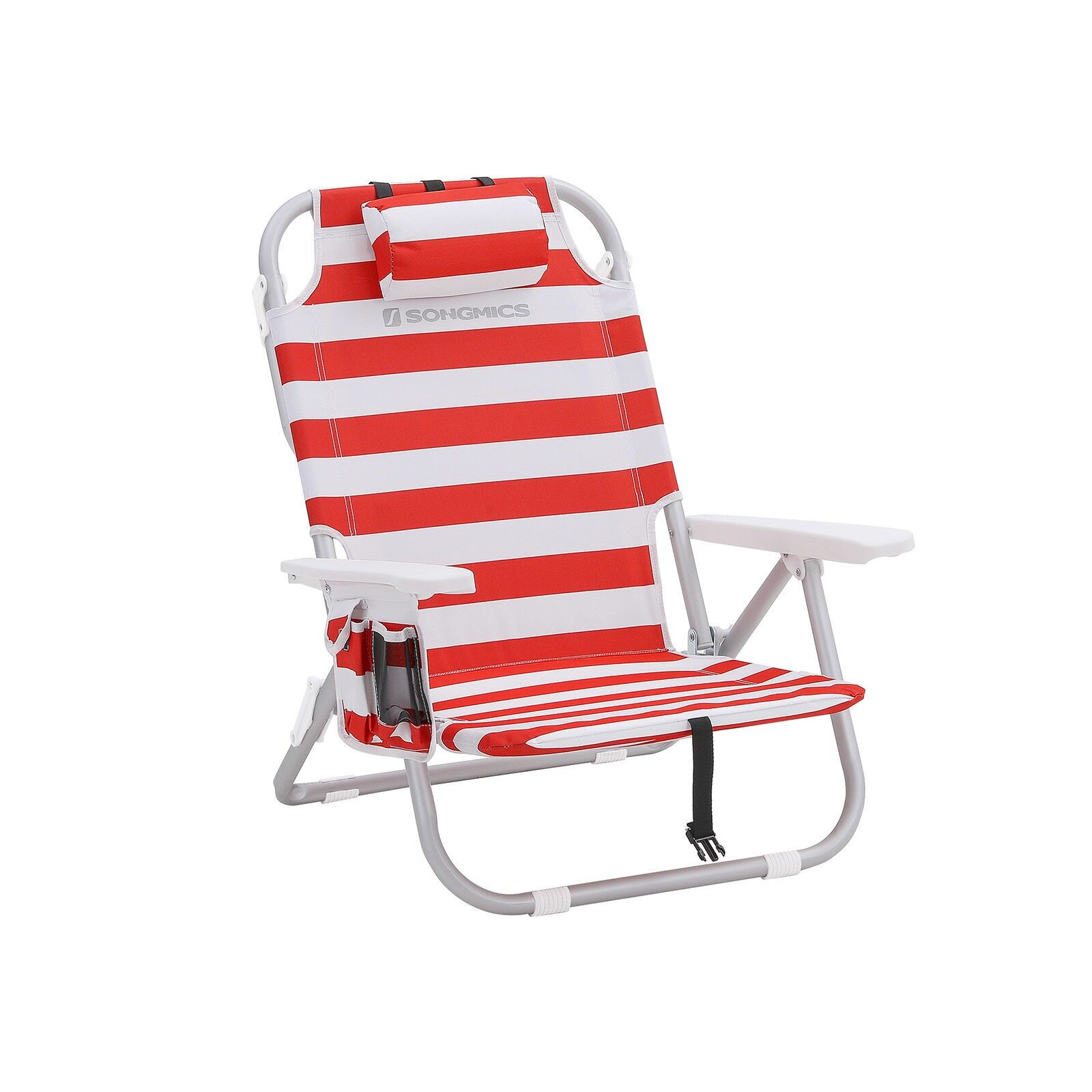 Strandstoel met koeltas rood en wit