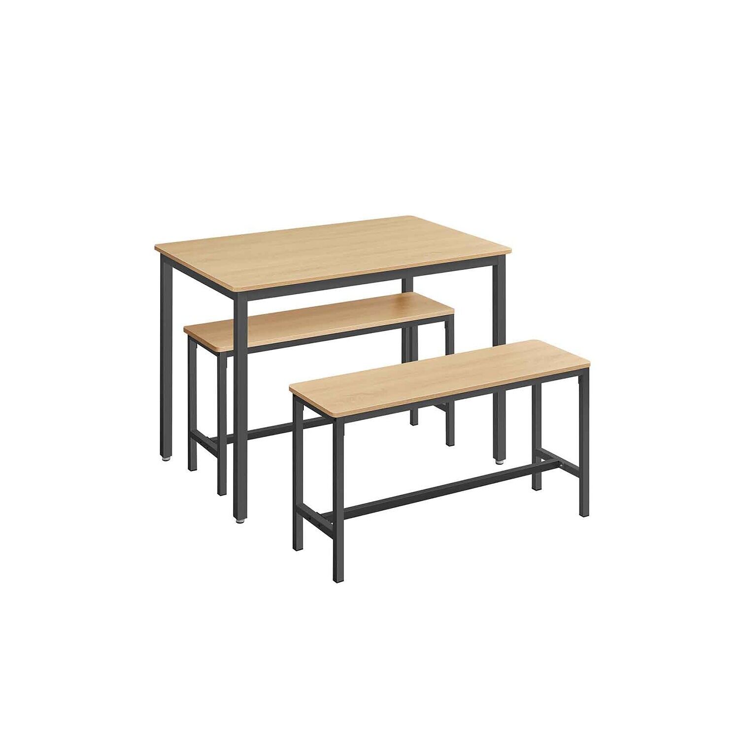 Eettafel ha incontrato 2 banche, set van 3, gouden eiken-inktzwart