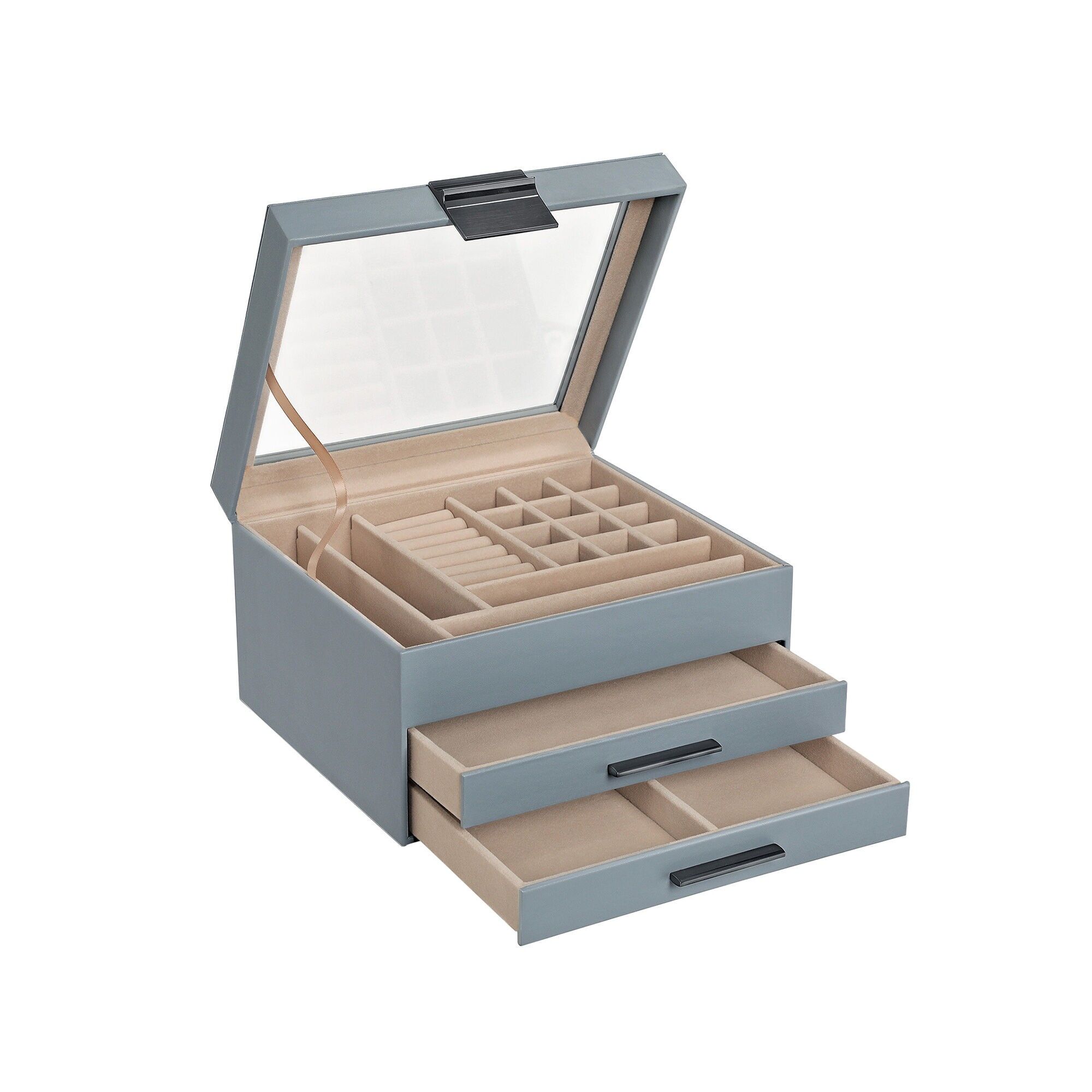 Sieradendoos ha incontrato glassen deksel rookblauw