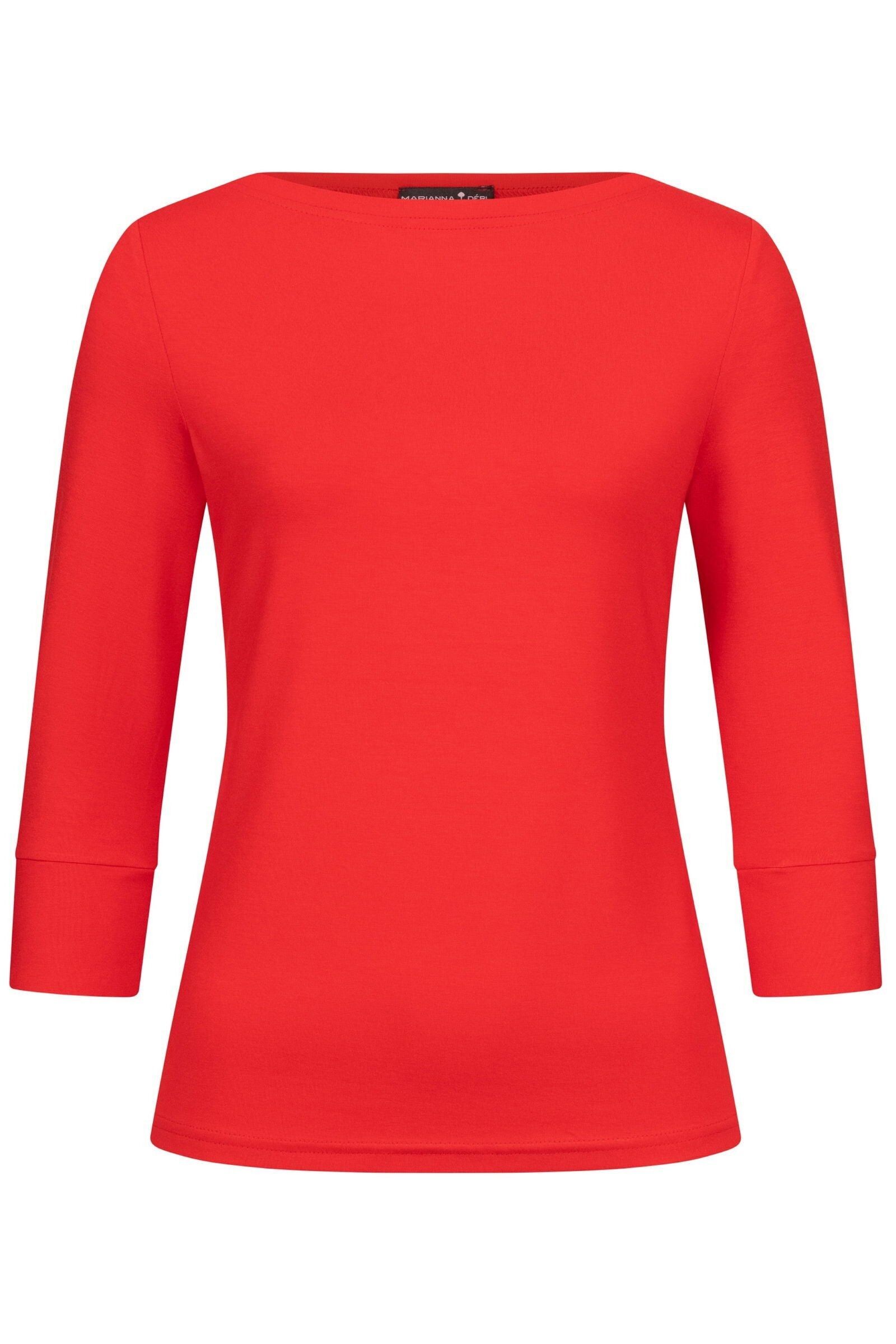 Top con escote barco, rojo cereza