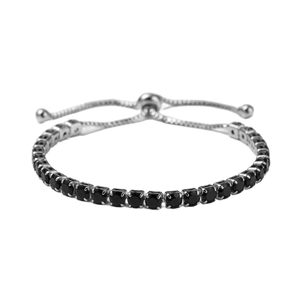 Bracciale in zirconia sintetica - nero e argento - lungo 23 cm