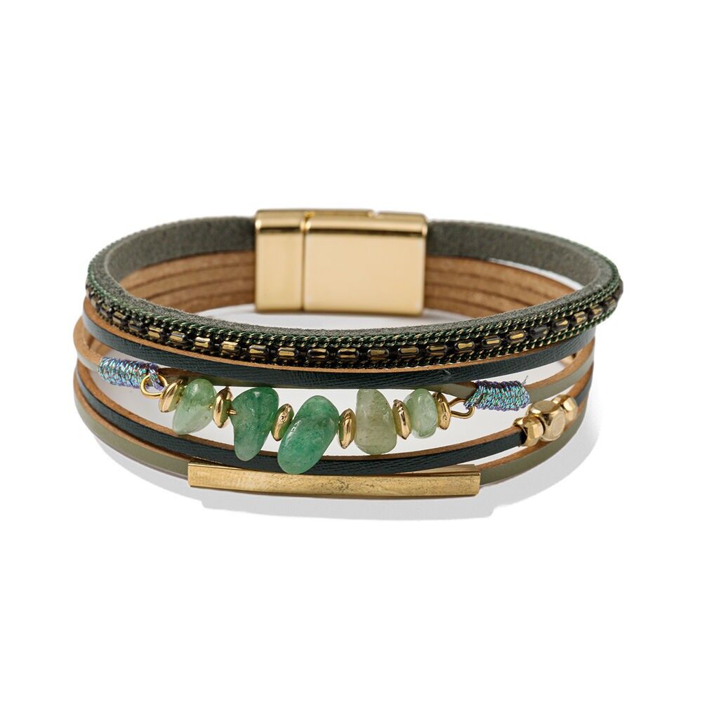 Bracciale in pelle - multifila - 19.5 cm di lunghezza
