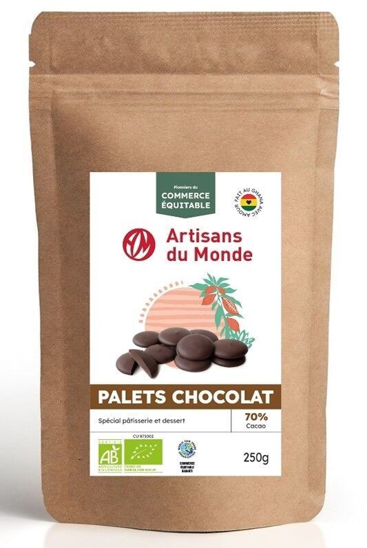 Organic 70% dark chocolate discs – 250g