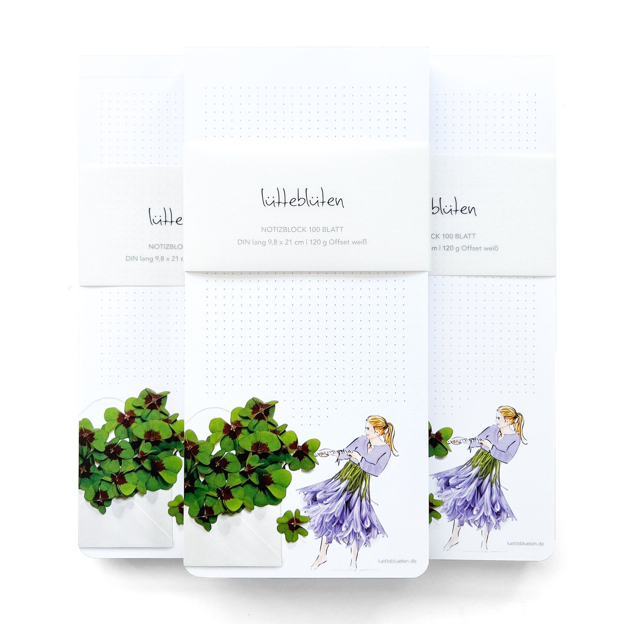 Notizblock Glück – Schreibblock mit floralen Mustern & zartem Design | Lütteblüten