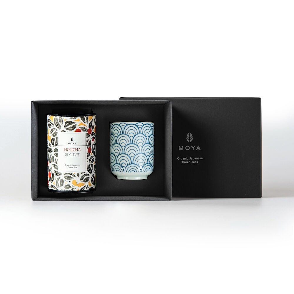 MOYA HOJICHA GREEN LEAF TEA & CHOSEKI MUG SET