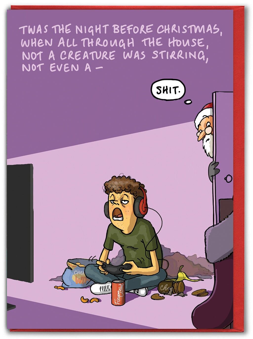 Divertente biglietto di Natale - Christmas Gamer di Bryony Walters