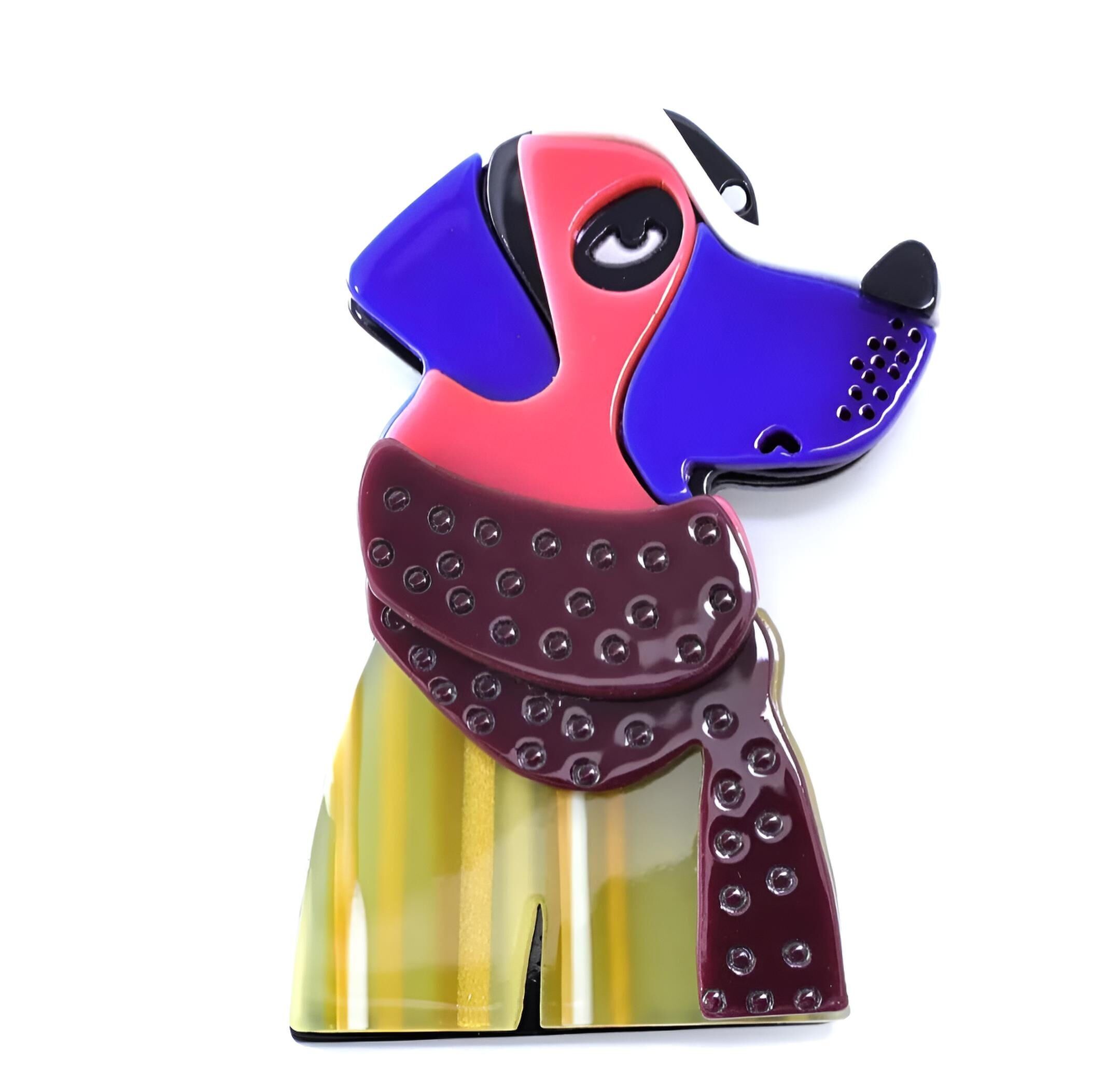 Spilla a forma di cane con sciarpa