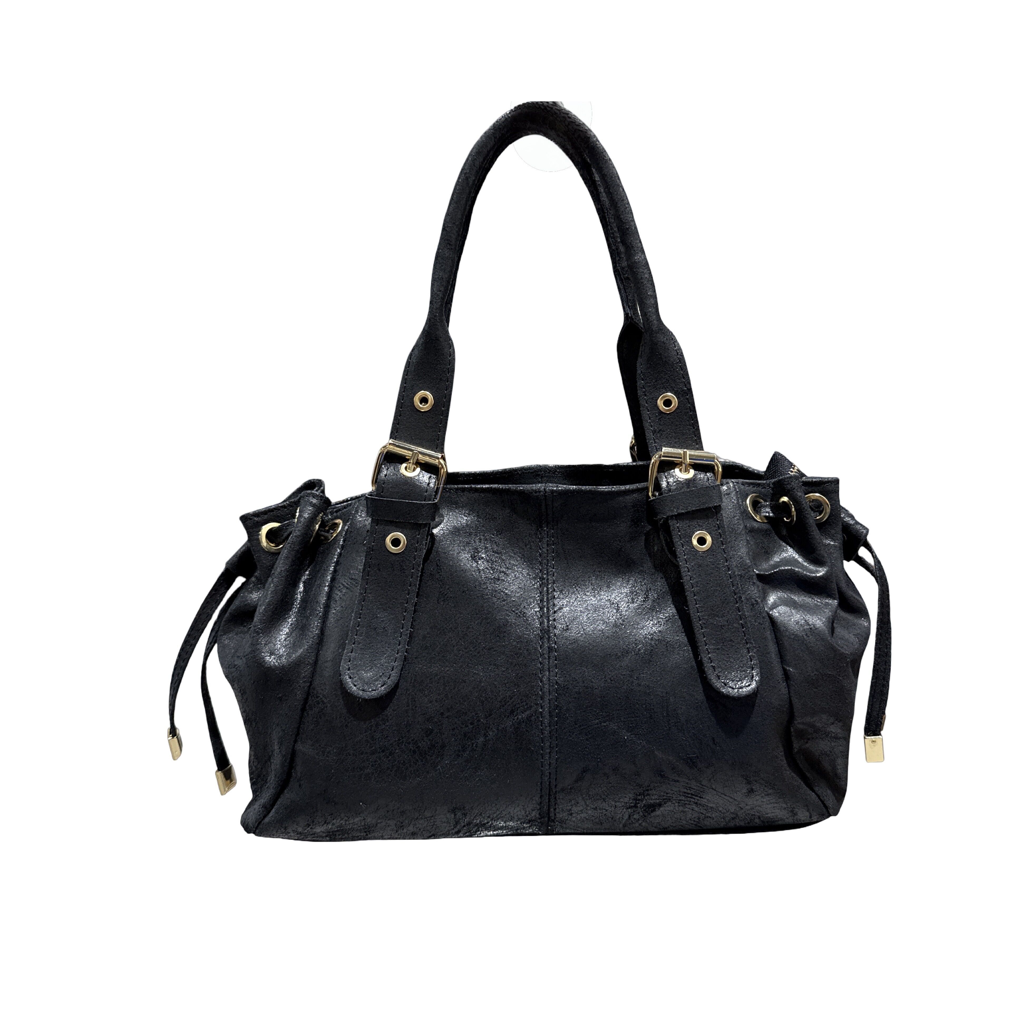 KLEINE TASCHE AUS GEBÜRSTETEM LEDER, MARKE "LADEG"