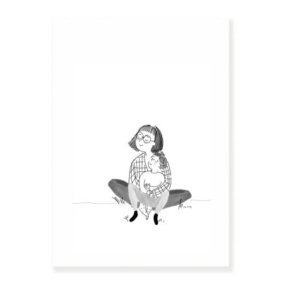 Cartel de ternura - mamá y niño