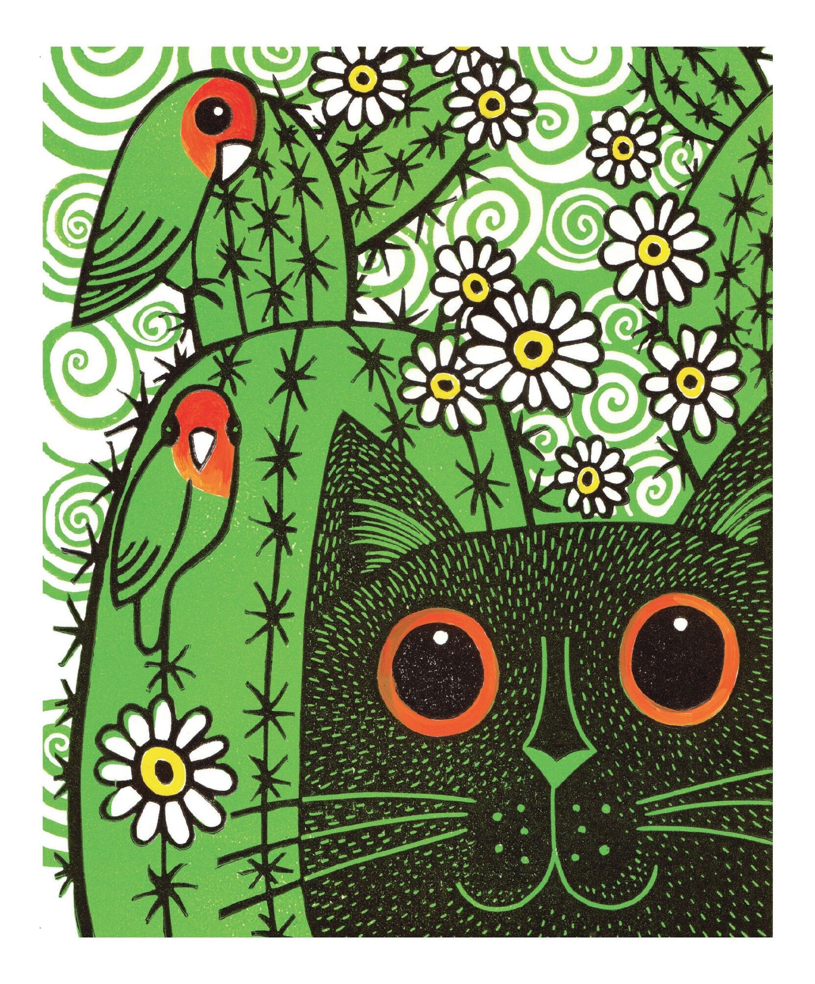 NC005 Kakteen, Papageien & Katze - Kat Lendacka