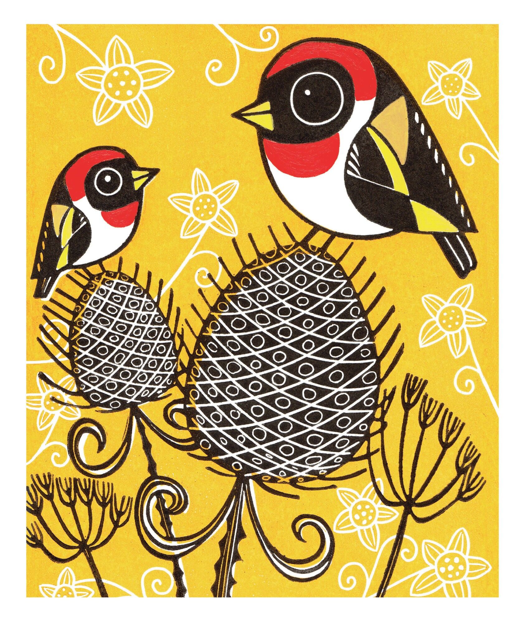 NC007 Goldfinches & Teasel - Kat Lendacka