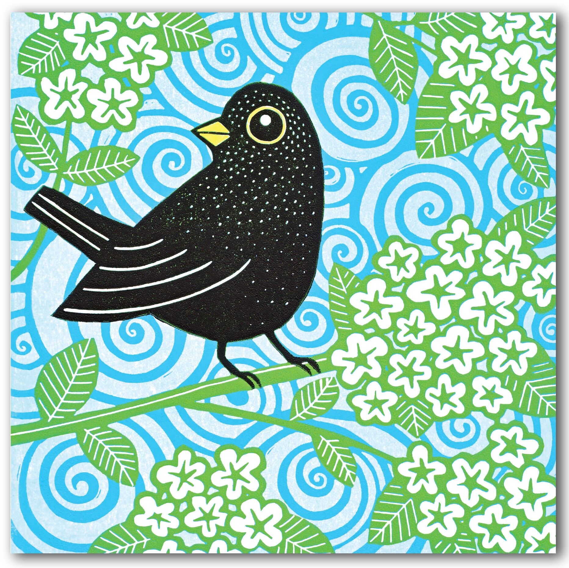 NC395 Amsel im Kirschbaum - Kat Lendacka