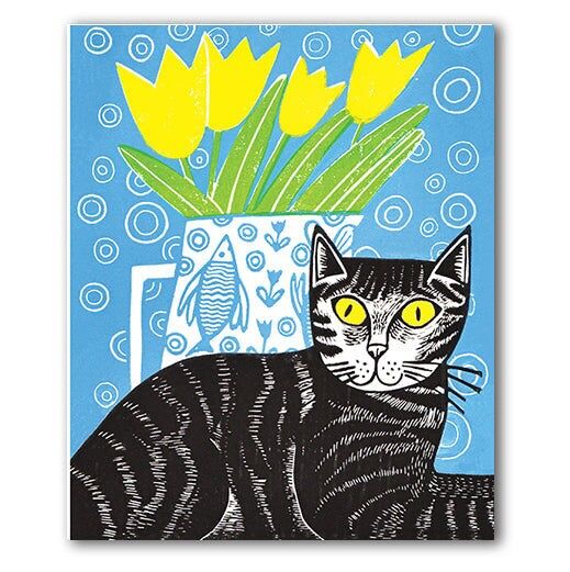 IGC147 Katze & Blumen - Kat Lendacka