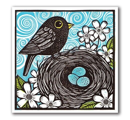 IGC307 Amsel mit Eiern - Kat Lendacka