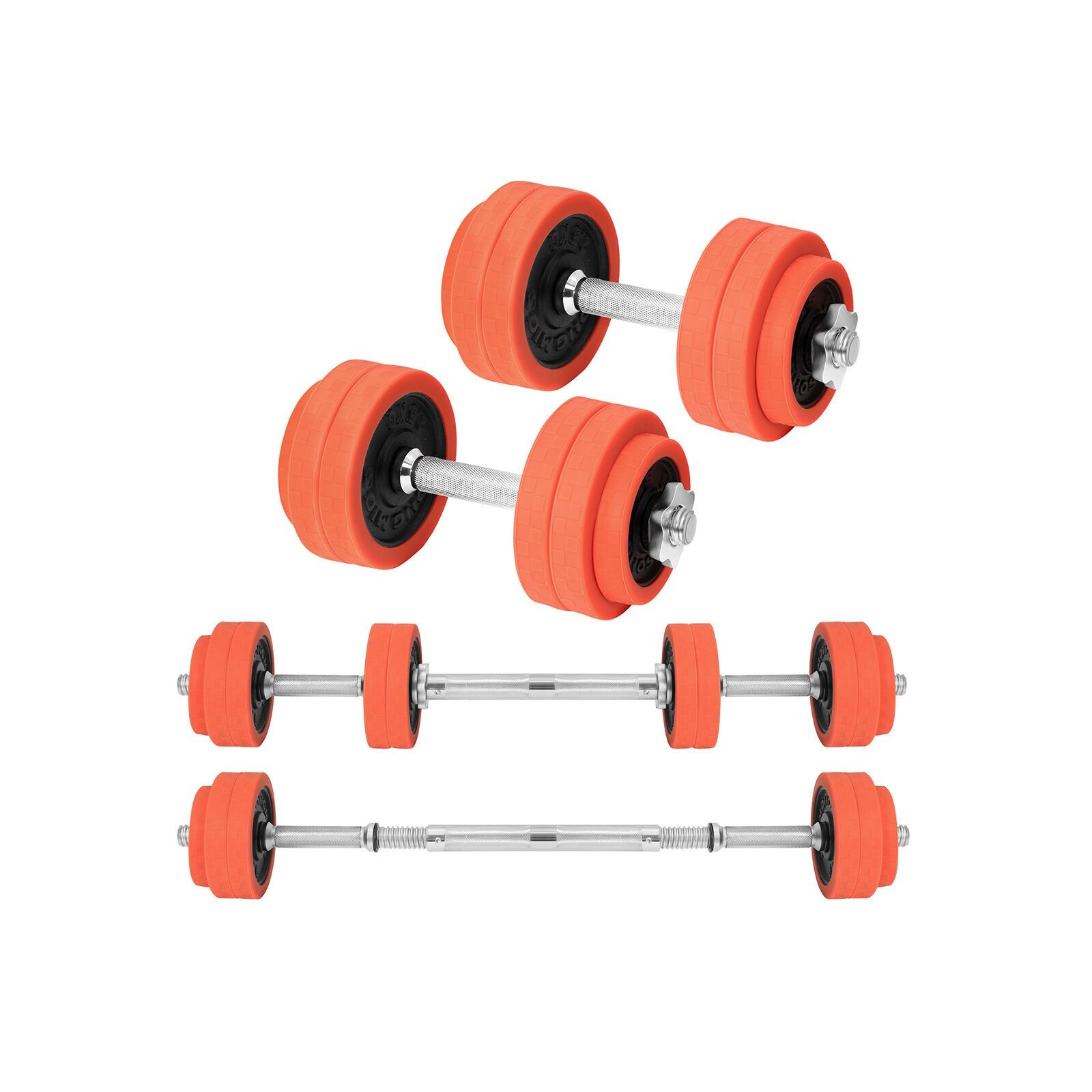 orange dumbbells, 35 x 14 cm