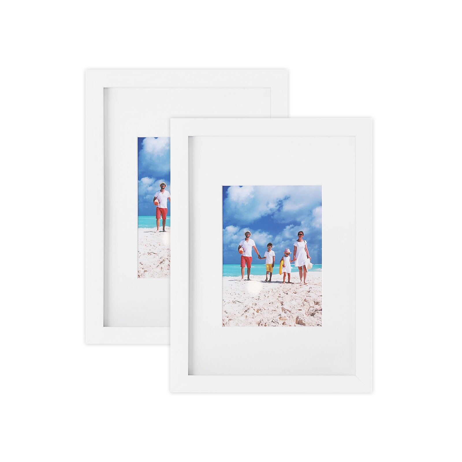 Photo frames 2 pieces with passepartout, (21 x 29.7 cm), with paper holder 13 x 18 cm, frame width 2 cm