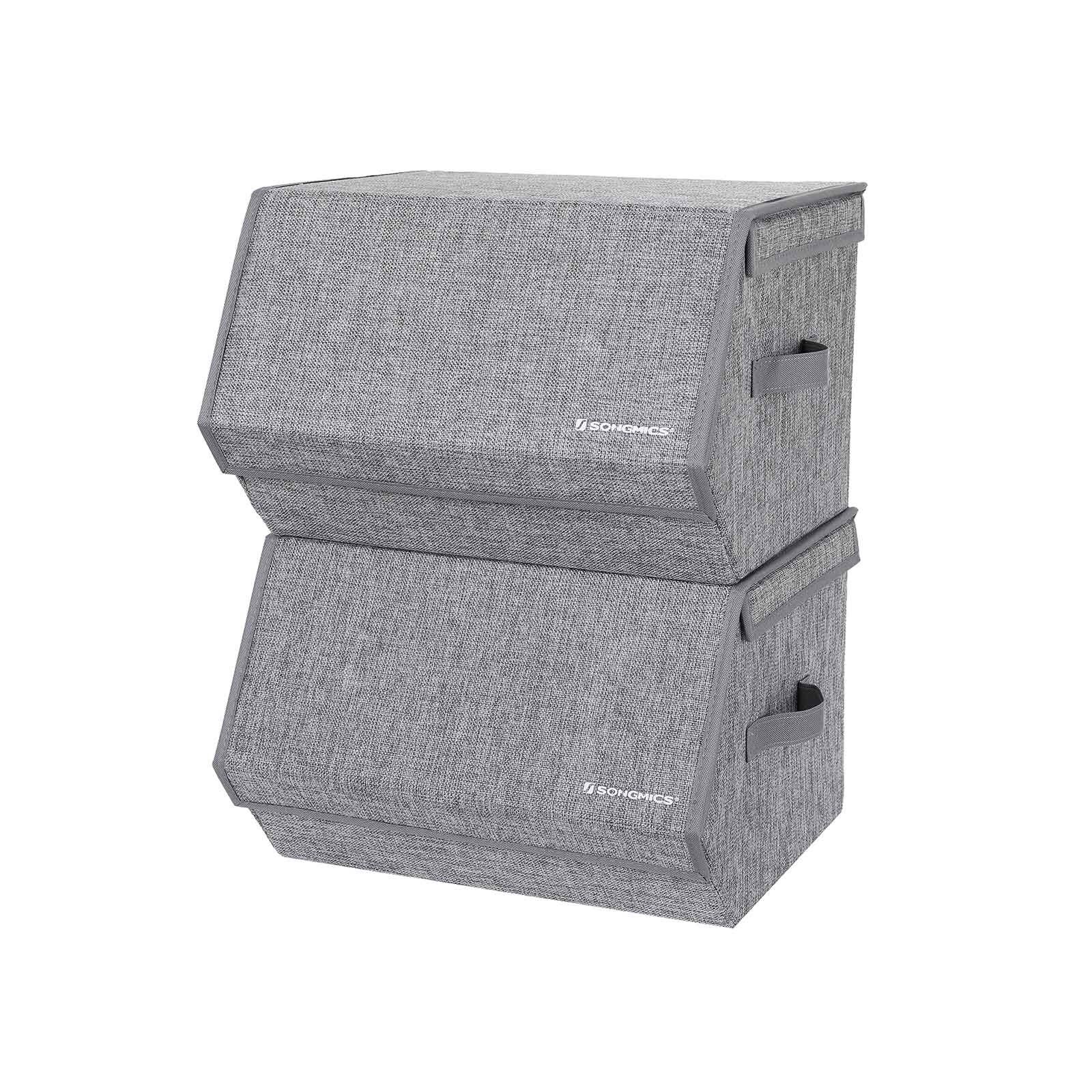 boîtes de rangement avec couvercles à charnière, 38 x 25 x 26.5/35 cm