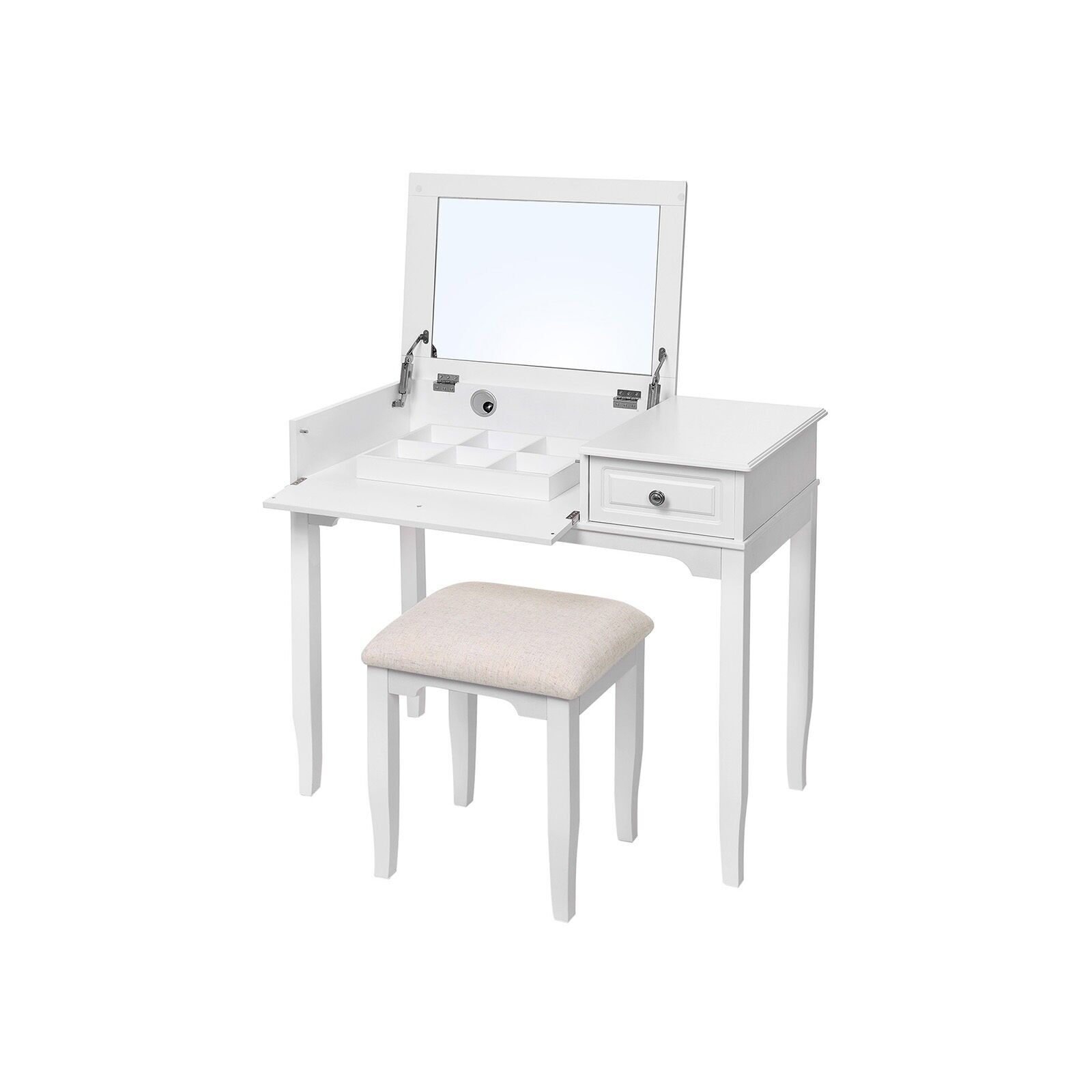 Coiffeuse/secrétaire simple, 92 x 78 x 45.5 cm (L x H x P) - Dimensions du tabouret : 40 x 44 x 29.5 cm