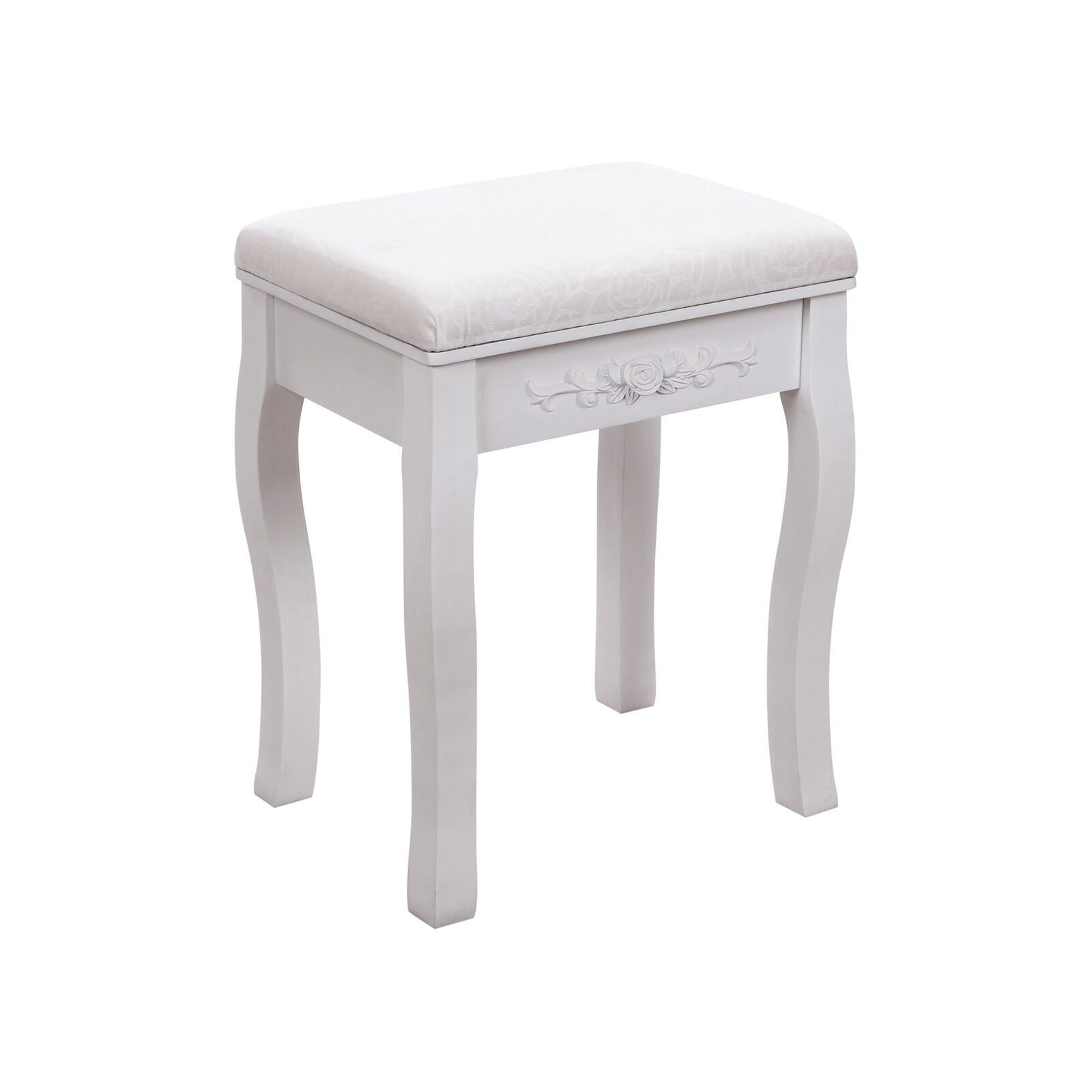 Tabouret de coiffeuse avec motif rose, 50 x 40 x 30 cm Épaisseur des pieds du tabouret : 3.9 cm Dimensions de l'emballage : 48 x 32 x 22 cm