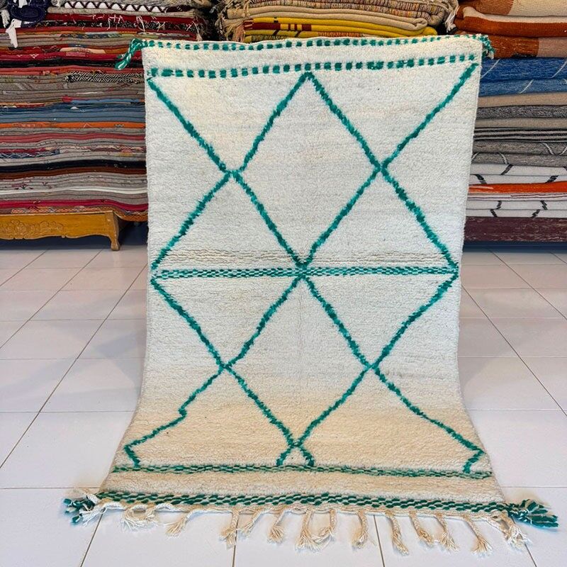 Alfombra Azura – Beni Ouarain 100×164 cm – Alfombra marroquí tejida a mano en 100% lana