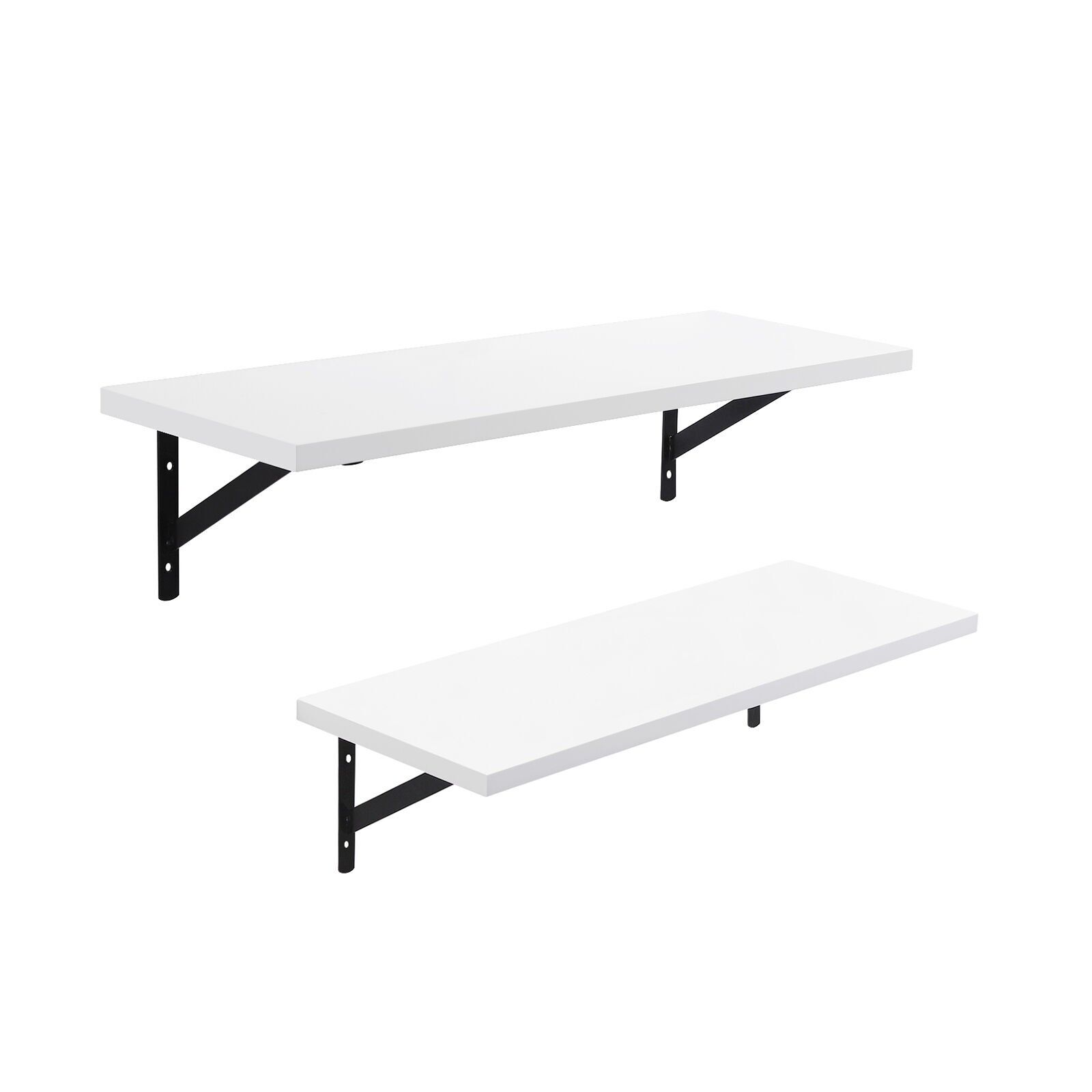 Set of 2 wall shelves, white and black, 60 x 21 x 14 cm