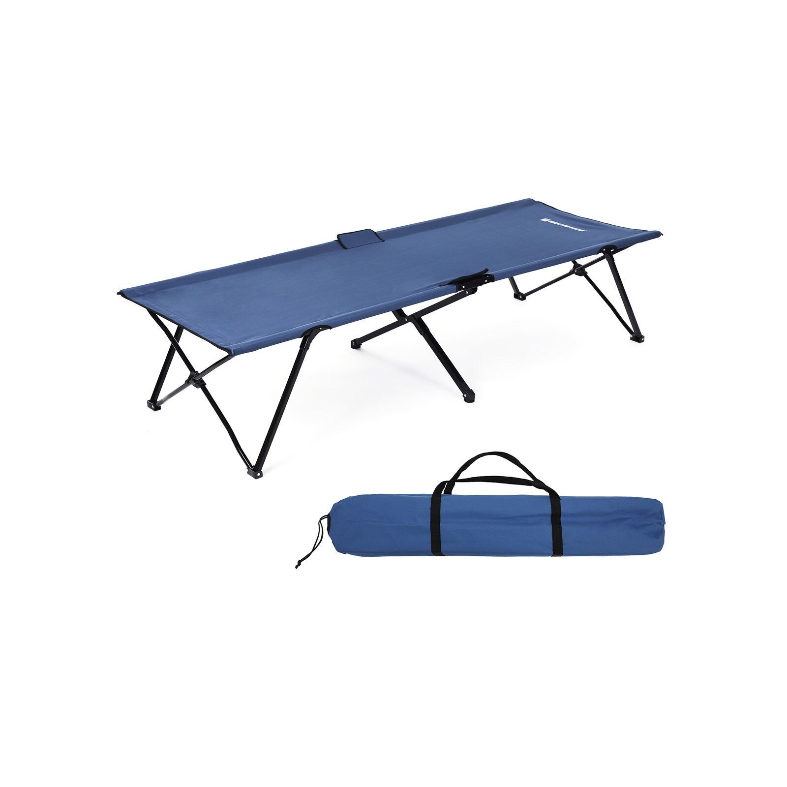 Lit de camping robuste bleu, 206 x 45 x 75 cm