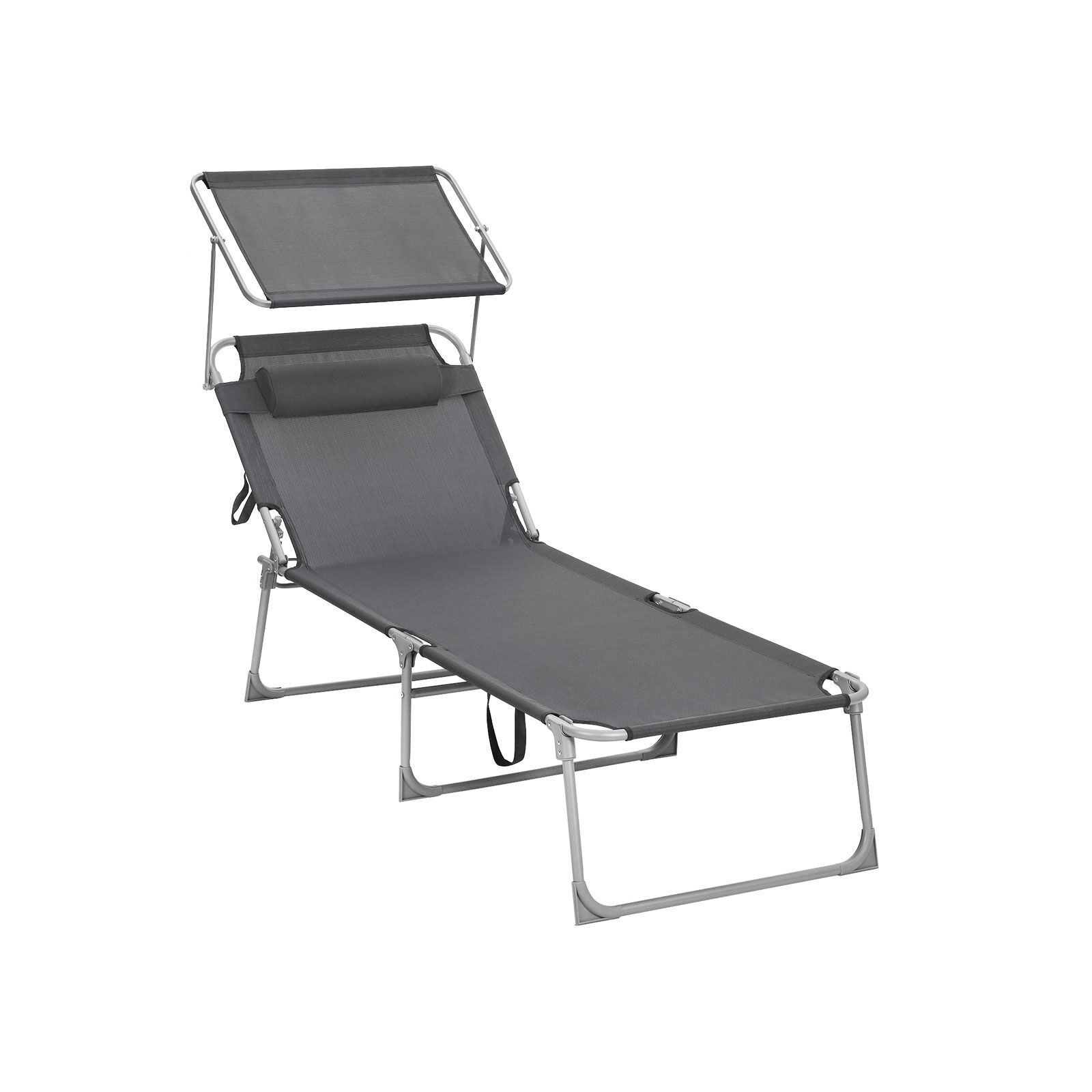 Chaise longue avec housse gris fumé, 210 x 73 x 35 cm