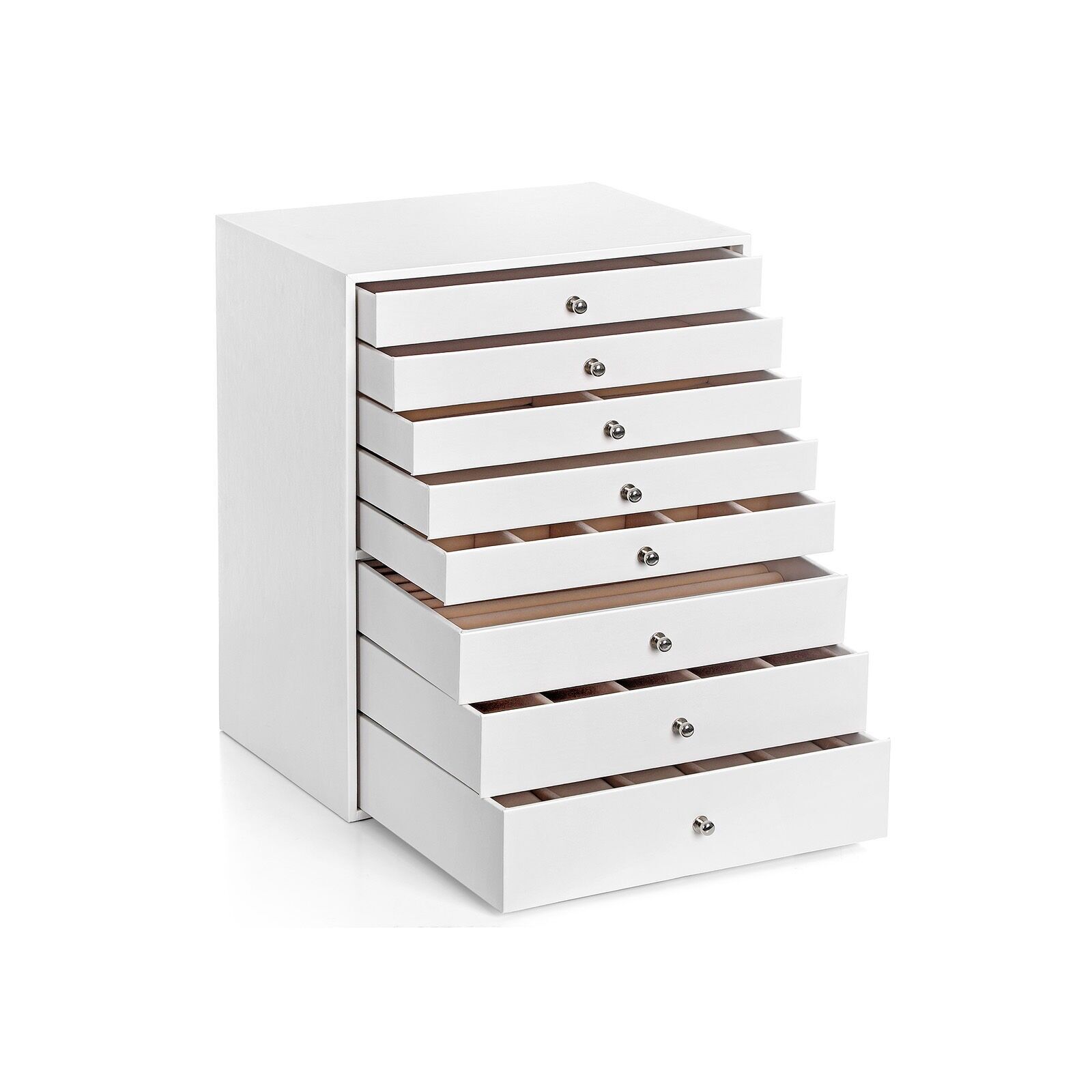 Jewelry box 8 drawers white, 28.7 x 20.2 x 36.5 cm