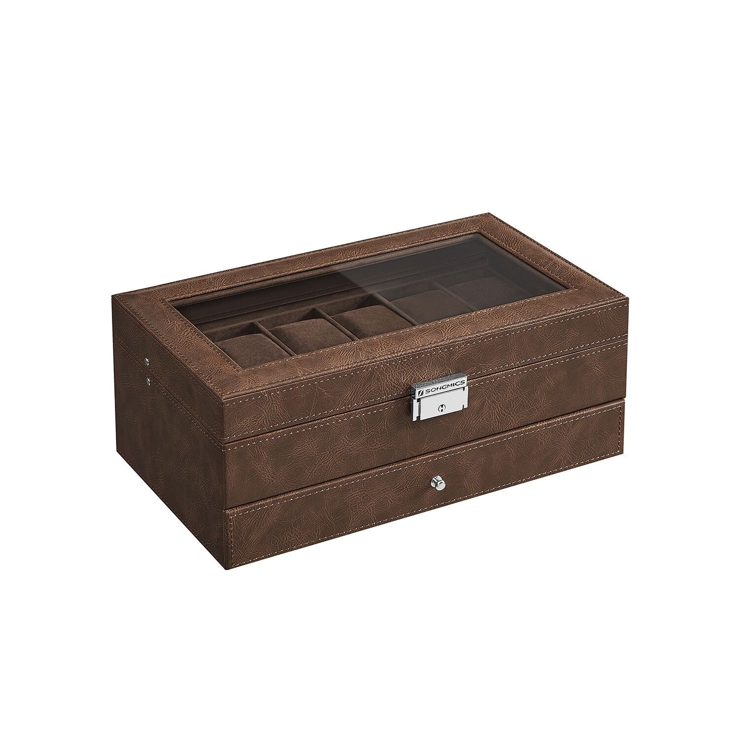 Watch box with drawer, 19.5 x 33 x 14 cm