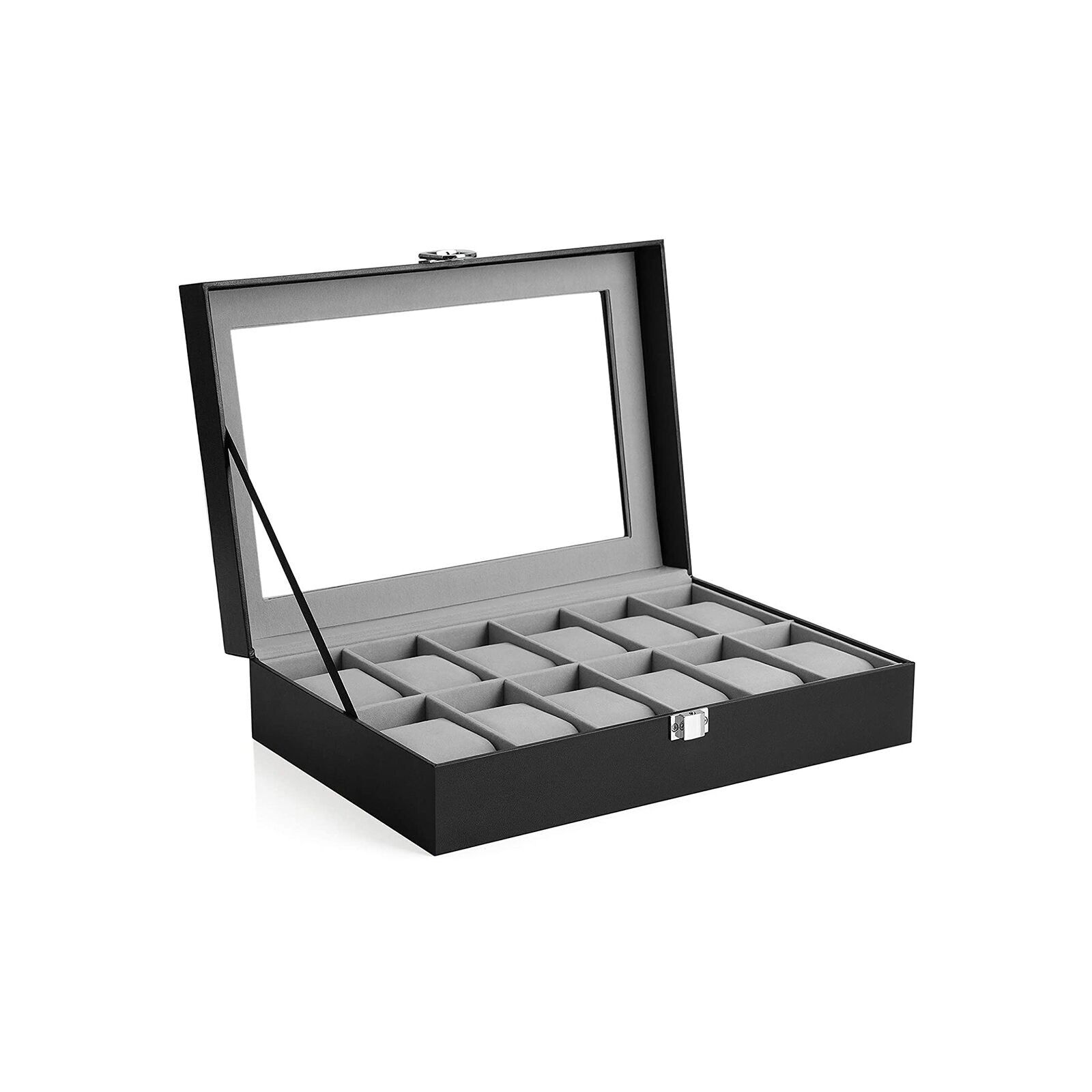 Uhrenbox mit Glasdeckel, 32 x 18.6 x 8.5 cm